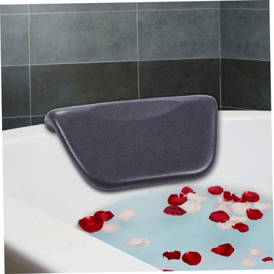 Bath Pillow PU Leather Bath Spa Cushion Bathtub Ergonomic Head Neck Rest Support for Home Hot Tub Black, Decor image number 3
