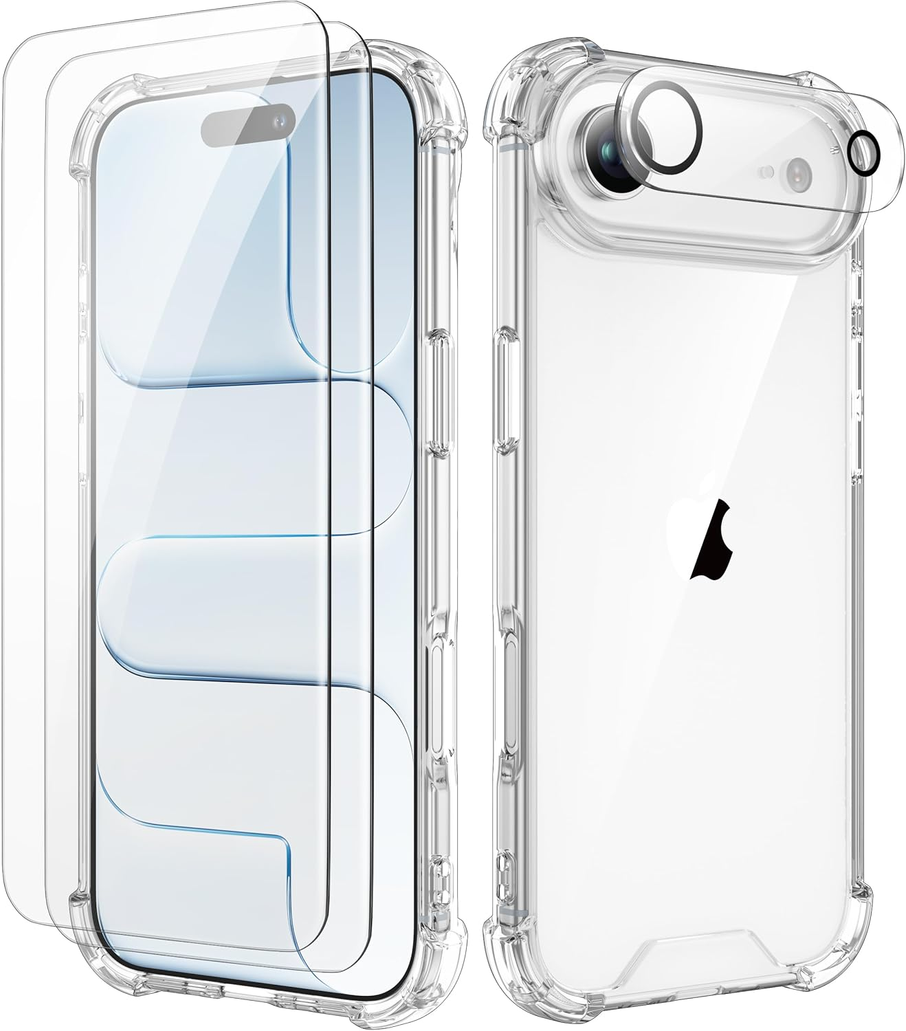 ORETECH 4 in 1 for Iphone 17 Air Case 6.5 Inch, With[2X Screen Protector &Camera Lens Protector],[Anti-Yellowing] Shockproof Bumper Cover for Iphone 17 Air Phone Case-Clear