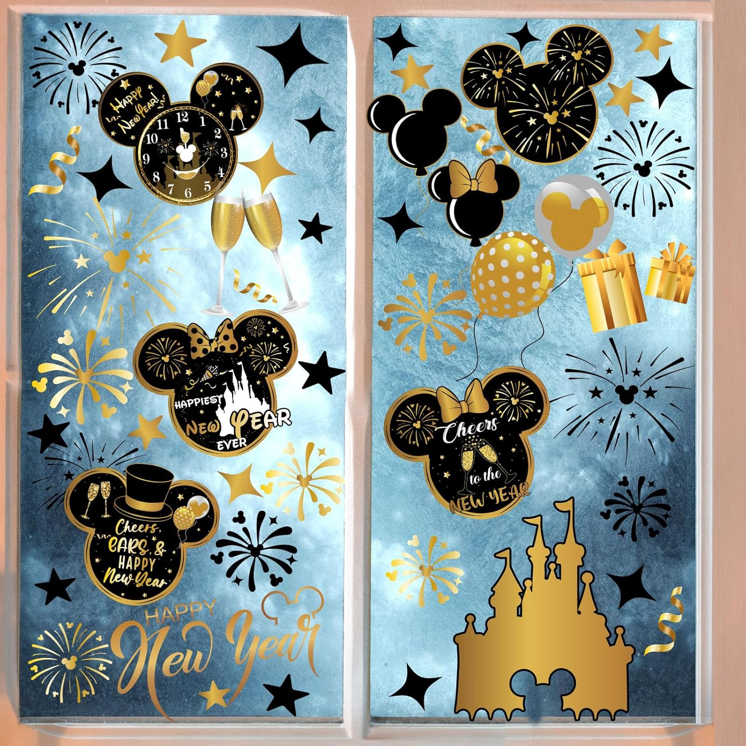 9Sheets Christmas Window Clings Gingerbread Christmas Party Decorations Ginger Bread Man Mouse Castle Snowflake New Year Winter Decor Merry Christmas Decals for Office Home Hotel Decorations