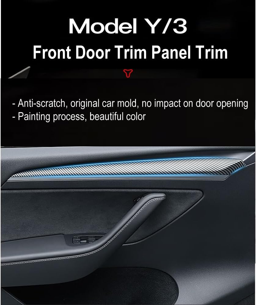 Starytbl Segment Center Control Dashboard Panel & Front Door Trim Wrap Cover for 2021-2023 Model 3 and 2020-2024 Model Y, Not Fit 2024 Model 3 Refresh Highland (Bright Carbon Fiber Pattern) image number 4
