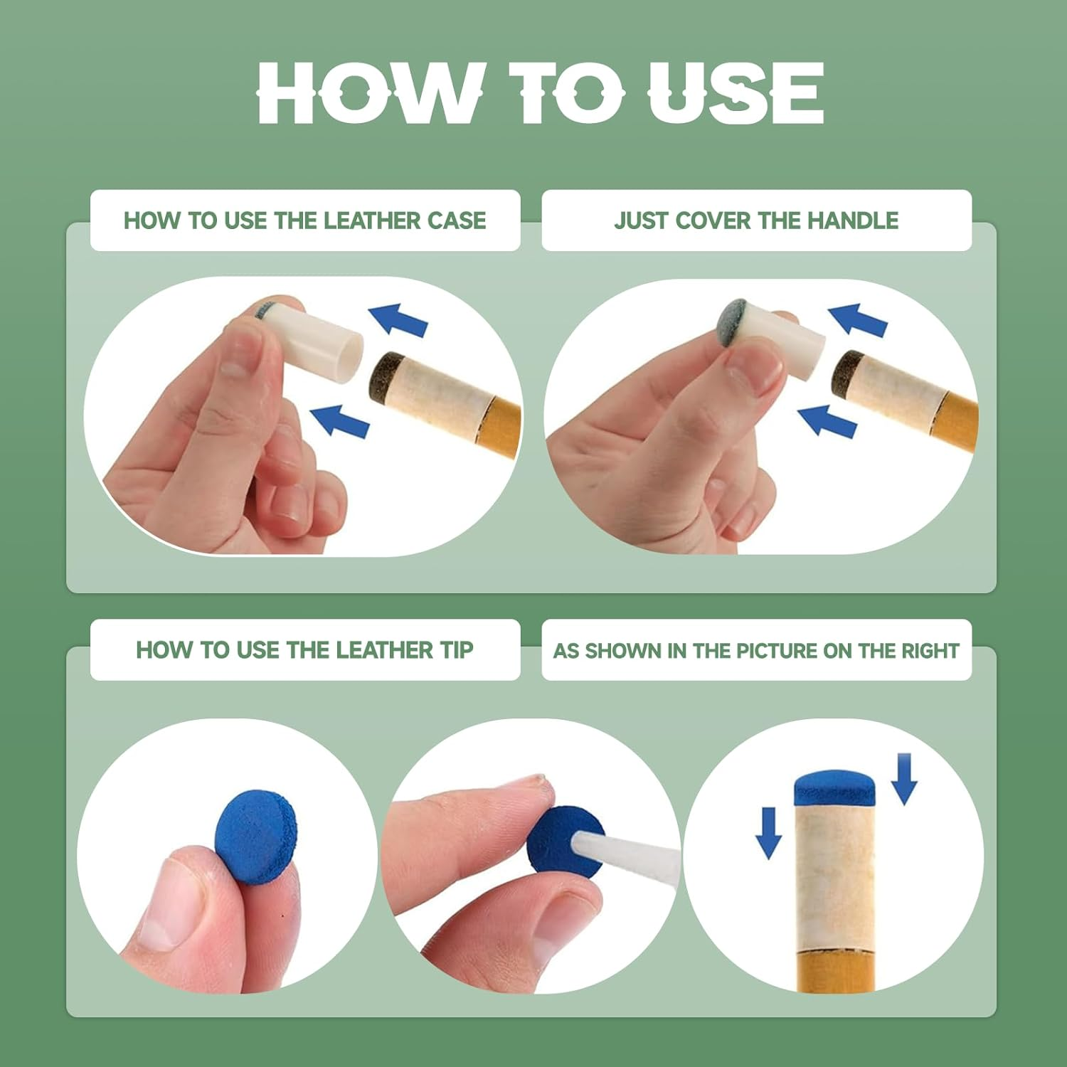 Pool Cue Tips Replacement Kit 20 Pack Durable Hard Leather Billiard Accessories Blue Snooker Cue Tips for Professional Players image number 3