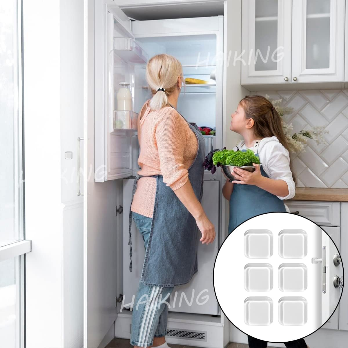 Square Self Adhesive Door Bumper, 6 Pcs 4 * 4Cm Silicone Door Wall Protector for Door Knob,Cabinet, Headboard (Transparent) image number 3