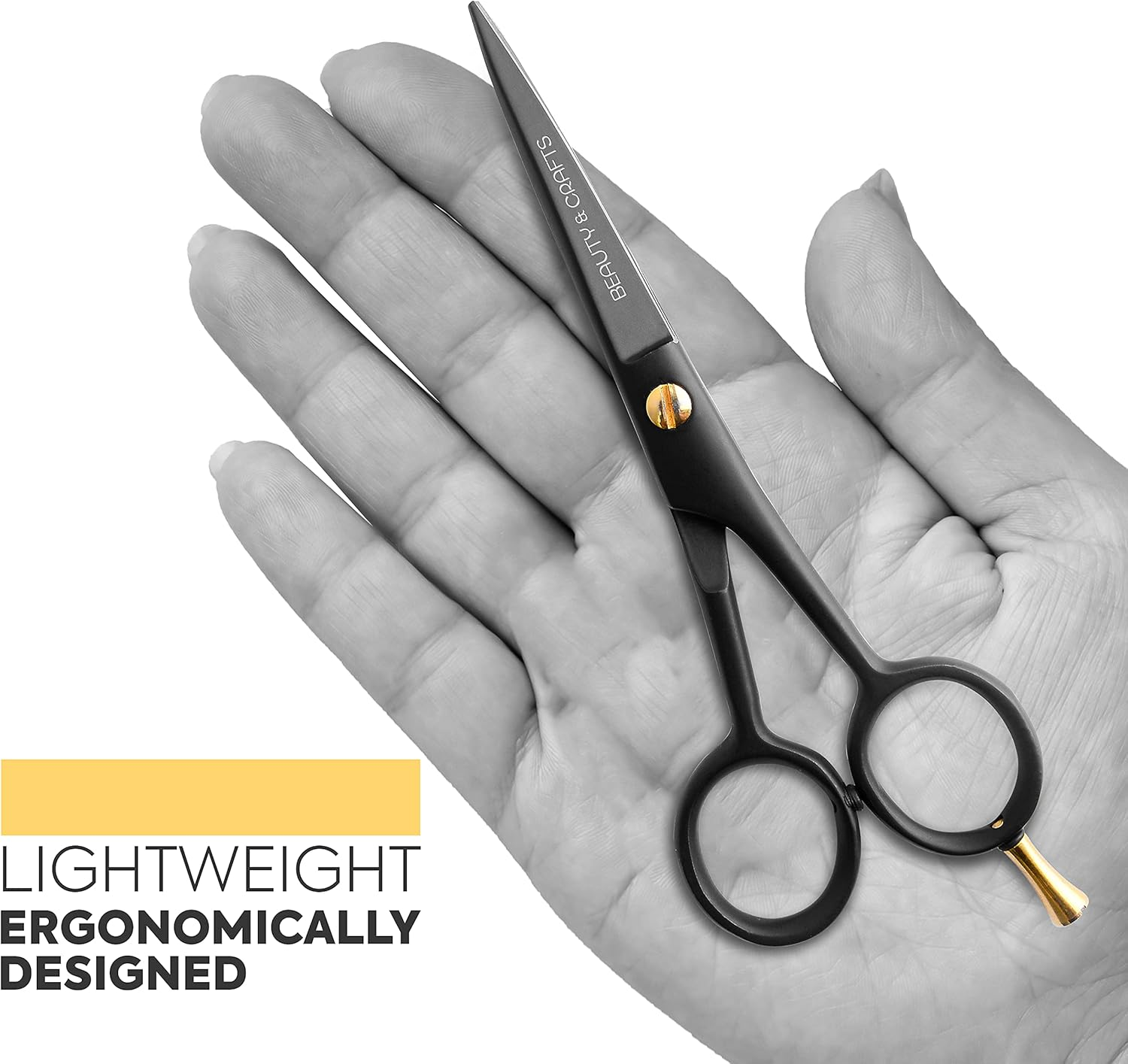 Beauty & Crafts- 5'' German Beard Mustache Scissor- 2 Mustache Combs for Facial Hair with Beautiful Pouch - Beard Trimming Scissors Use for Grooming, Cutting, and Styling of Mustache (Black) - Black With Tweezer image number 3