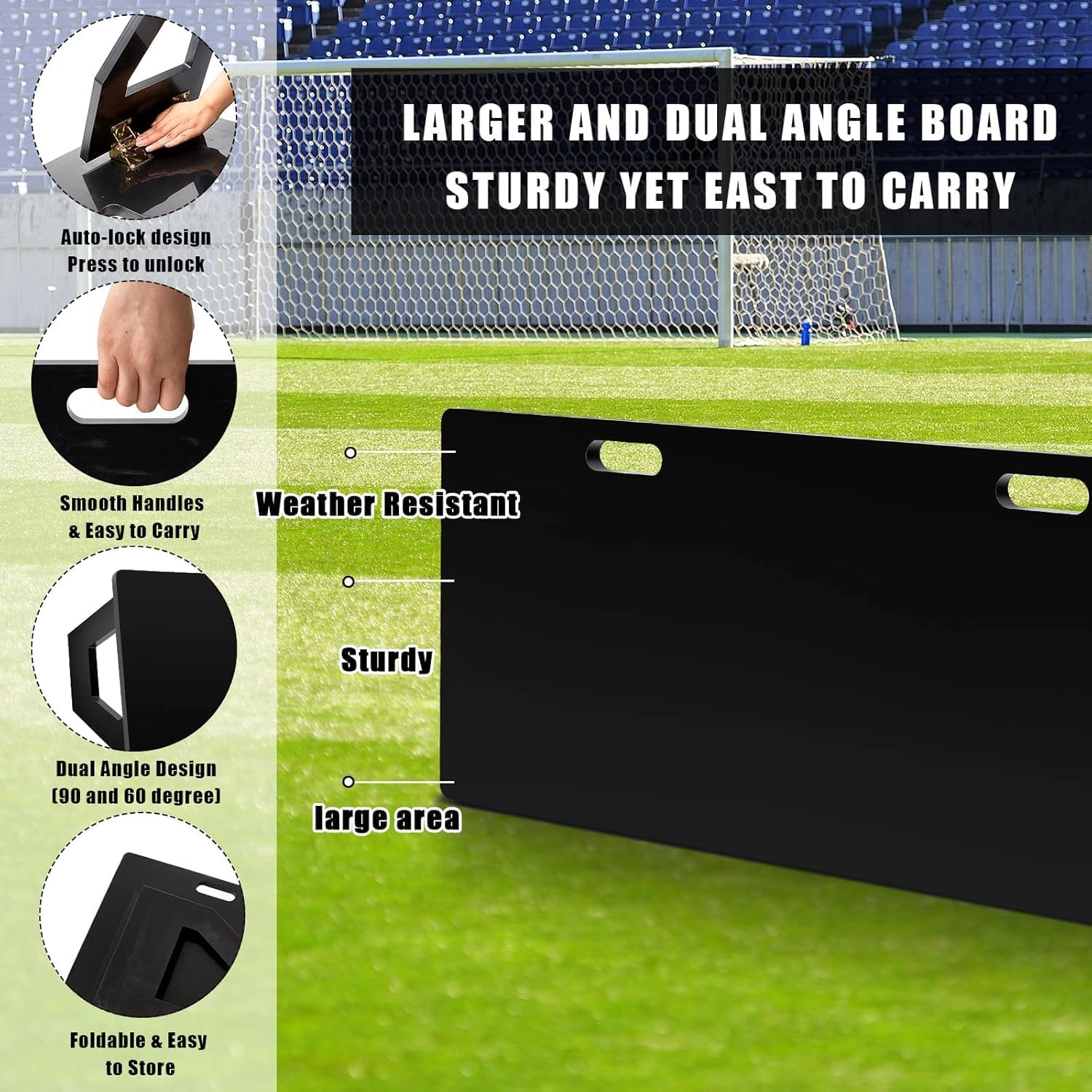 Soccer Rebounder Board Rebounder Soccer Goal Soccer Wall Rebound Equipment to Practice Kickback Ball Passing Training with Portable Dual Angle Board by Kids Adults Player Trainer image number 4