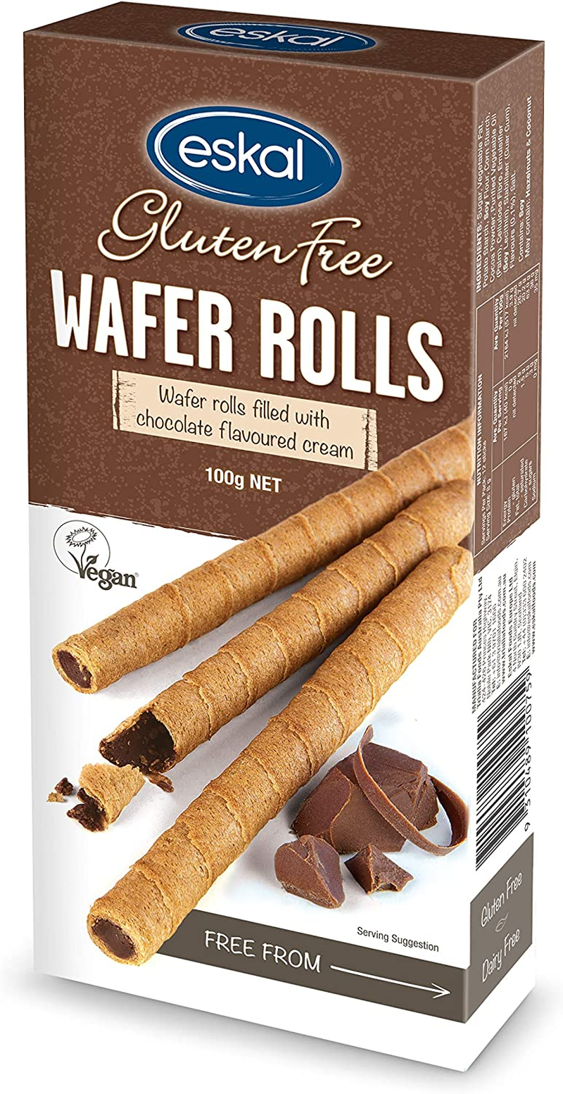Eskal Gluten Free Chocolate Cream Wafer Rolls 100 G image number 1