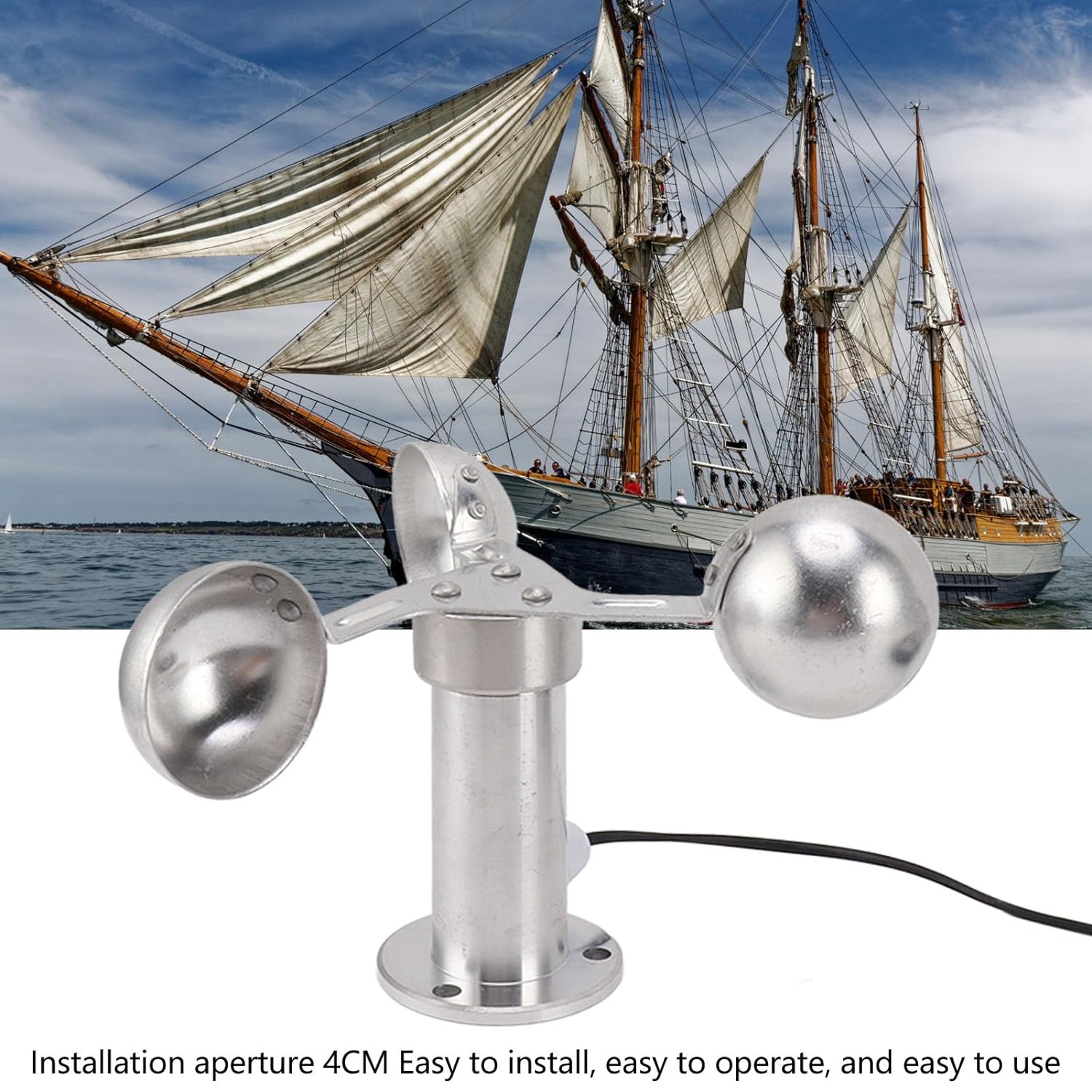 Aluminium Alloy Three-Cup Anemometer Wind Speed Sensor for Meteorological Monitoring &ndash; 8M Cable and Accurate Measurements image number 2