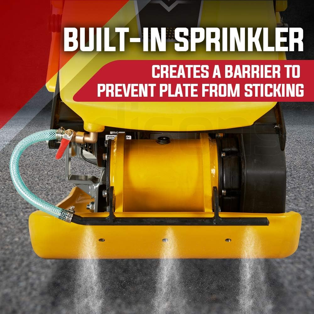 Baumr-Ag BCX-800 7HP 111KG Commercial Plate Compactor with Sprinkler System and Transport Wheels image number 6