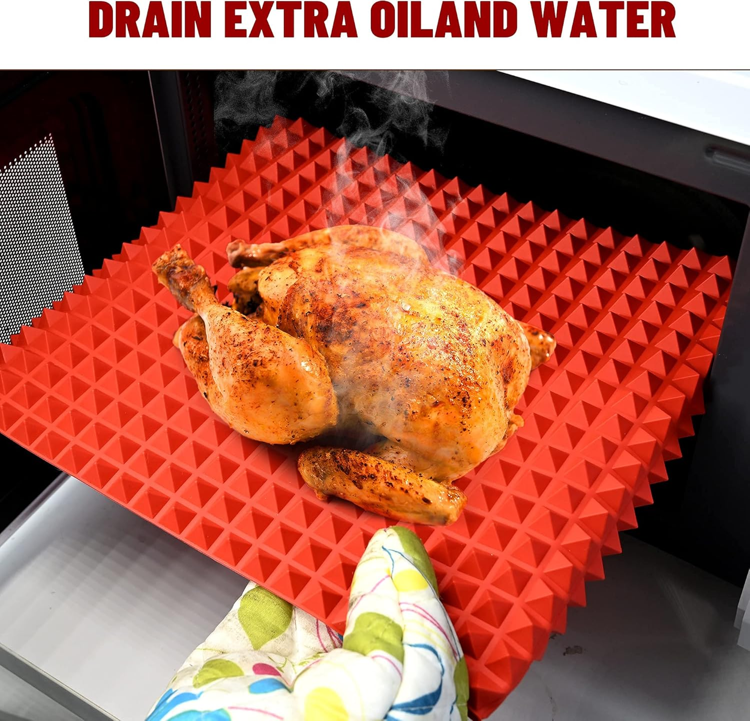 2Pcs Diamond Chef Silicone Mat Baking Pan, 15.3 X 10.6Inch Multifunctional Outdoor BBQ Pyramid Mat Mat Tray Mould Sheets Fat Reducing Cooking Heat ​Resistant Non-Slip Reusable Bakeware ​Baking Mats image number 6