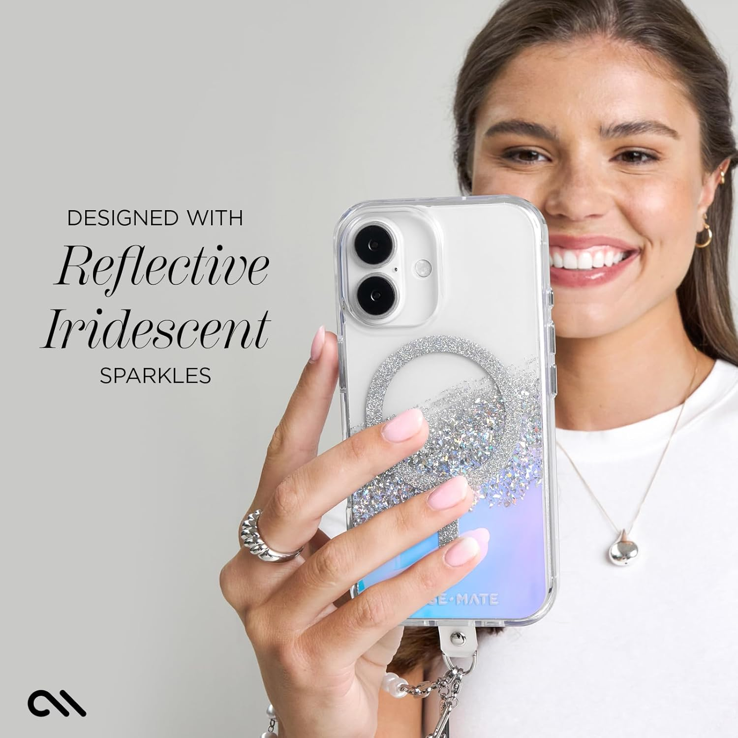 Case-Mate Iphone 16 Case [Compatible with Magsafe] - Sparkly Holographic Phone Case with 12Ft Drop Protection - Premium Magnetic Cover for Iphone 16 - Karat Iridescent - Karat Iridescent image number 3