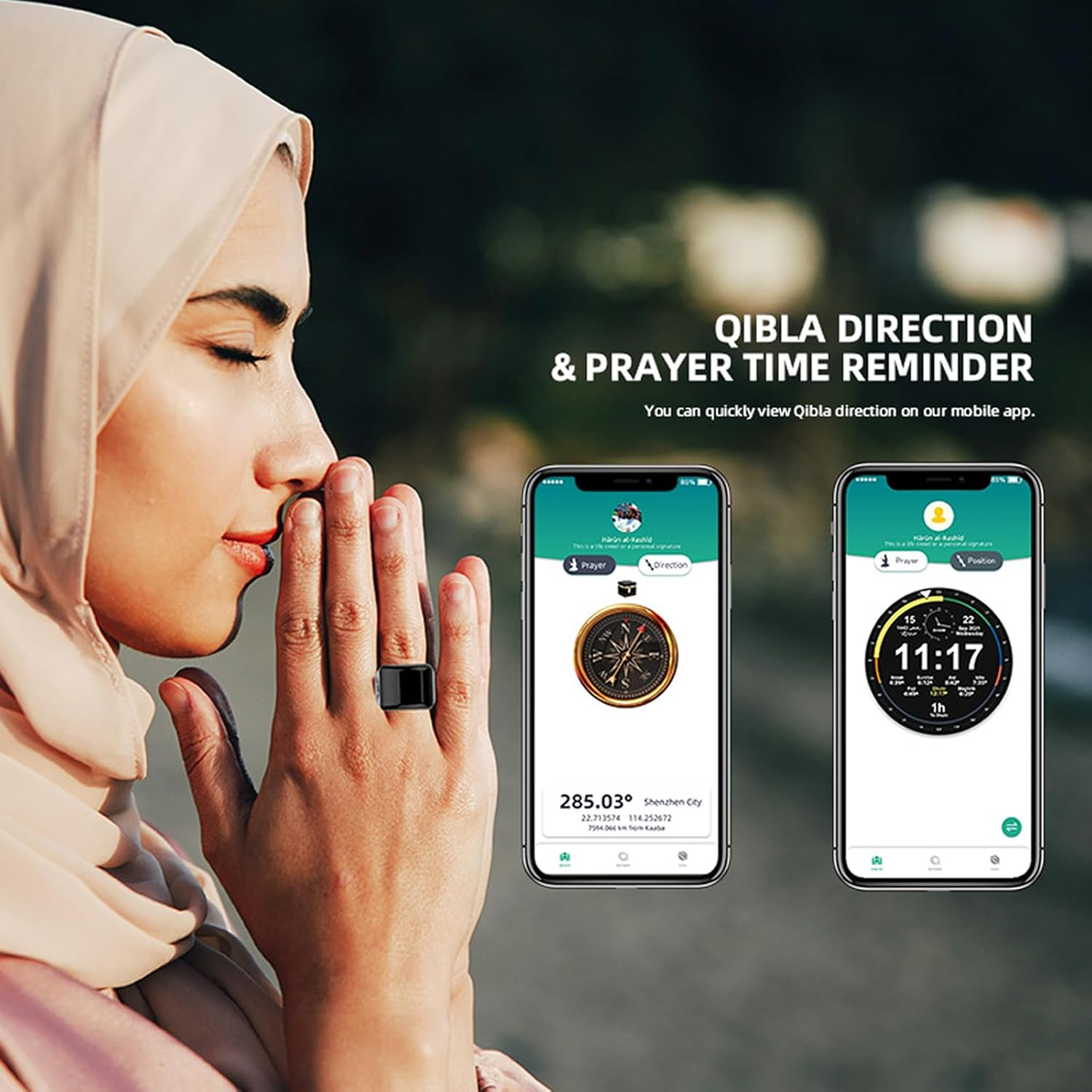 YUENTOEN Smart Ring Counter, Tasbih Counter Smart Ring, Digital Electronic Smart Tally Counter, APP Support, Prayer Reminders, Easy Count(Black, 20Mm) image number 5