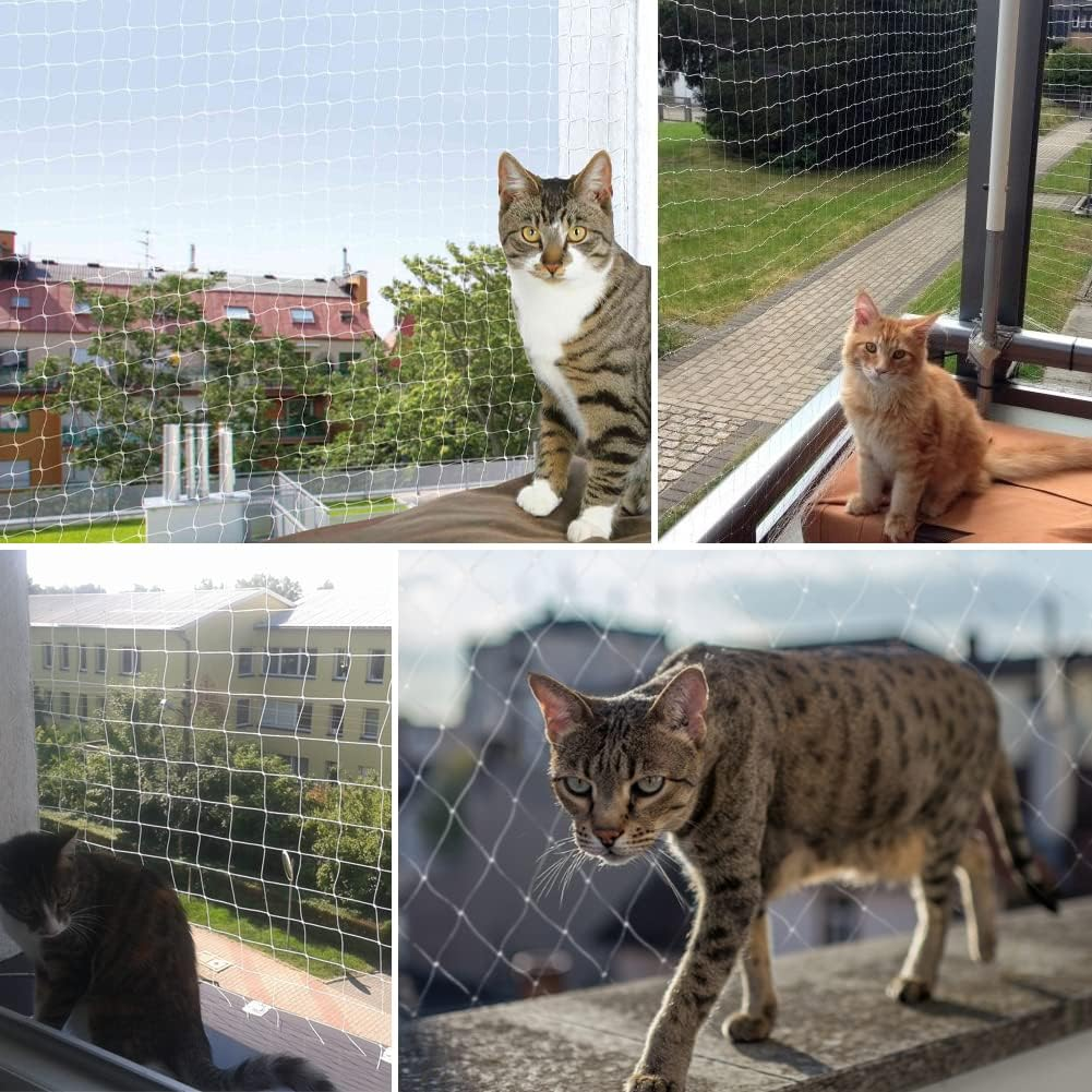 Geluode Cat Safety Net for Balcony and Windows, Transparent Cat Protection Net, Durable, Bite and Tear-Resistant, Includes Fixing Set 2 X 1.5 image number 5