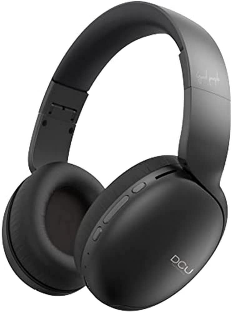 DCU TECNOLOGIC | Bluetooth Headphones, Foldable Headphones, Wireless and Wired, Multifunction, 8 Hour Use, Cable Socket, Black