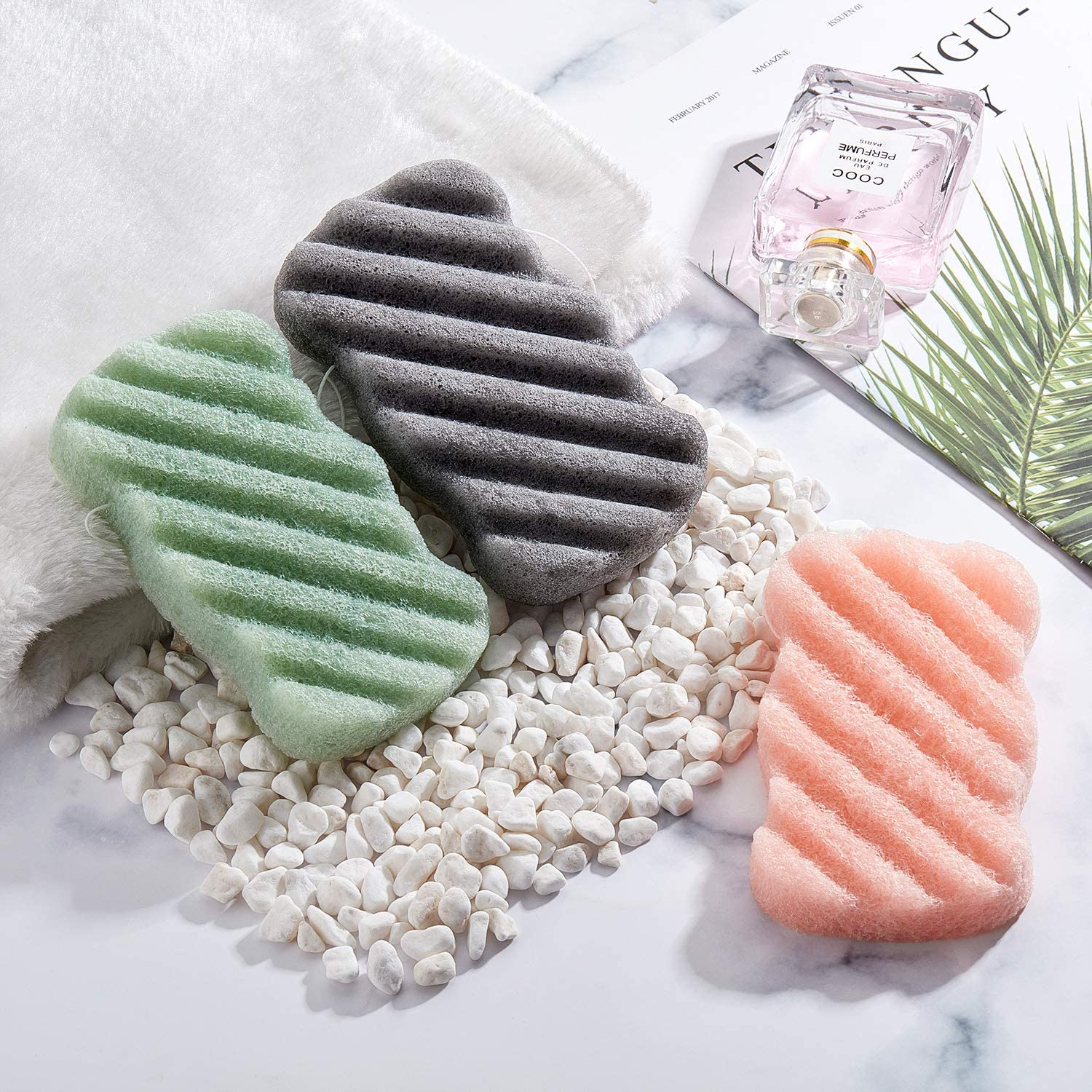 8 Pieces Konjac Soft Bath Shower Sponge Body Pouf Scrubber Exfoliating Facial Cleaning Sponges Foam Loofah for Women Men Kids image number 4