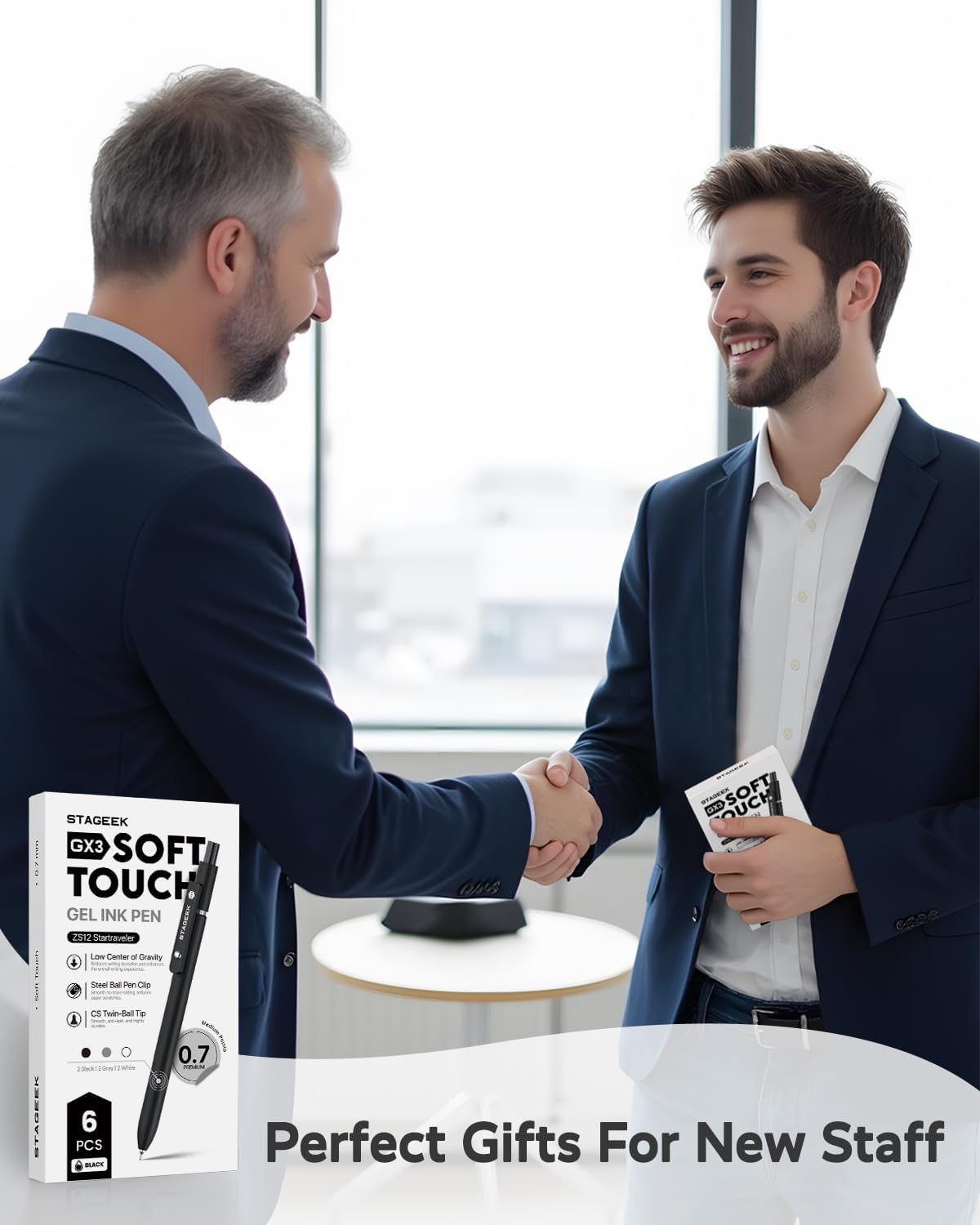 Black Gel Pens, 6Pcs 0.7Mm Gel Pens Fine Point with 3 Extra Refills, Quick Dry Retractable Gel Pen Set, Smooth Writing Pens for Office Work, Note Taking, Black Ink Pens for Men Women