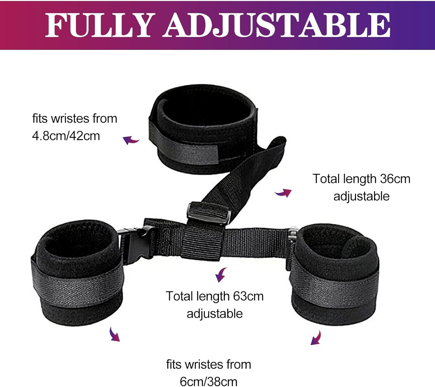 BDSM Sex Toys Set - Neck to Wrist Bondage Restraints - Adult behind Back Beginner Handcuffs Collar with Blindfold Adjustable Bondage Gear & Accessories, Handcuff for Bed SM Games Play Sex Toy for Couples image number 1