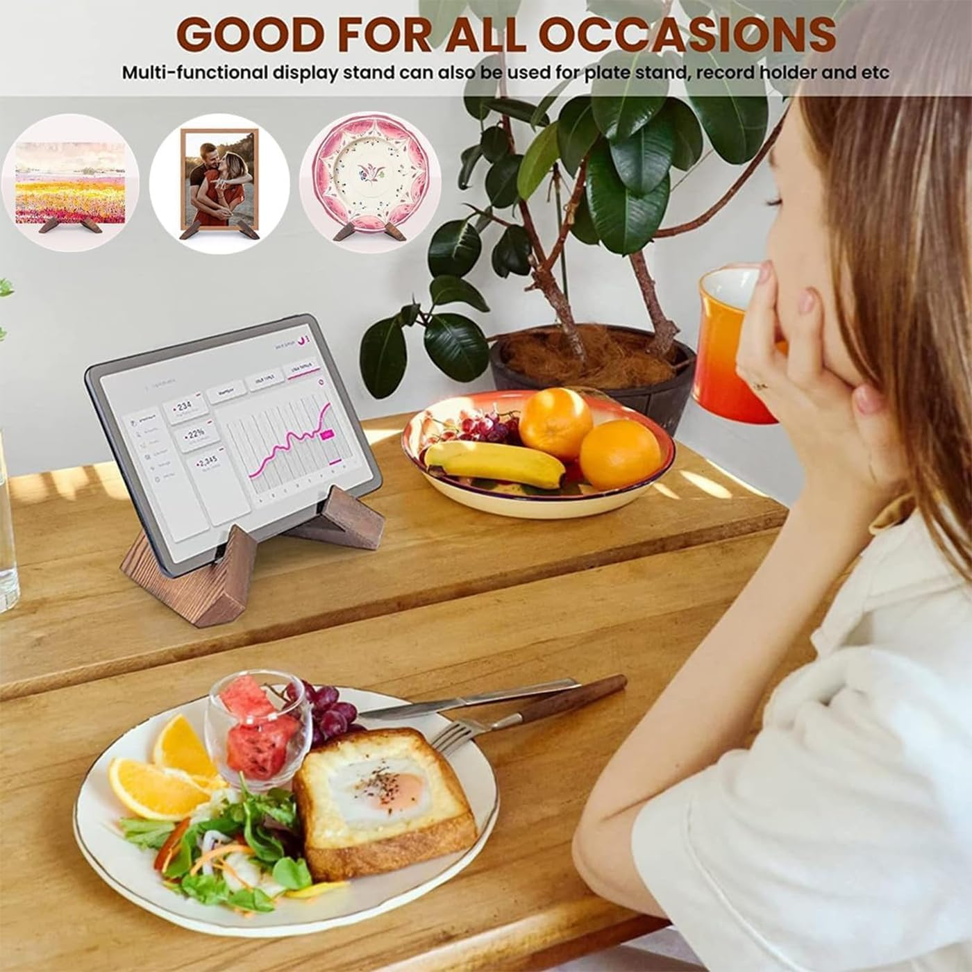 Cookbook Stand Book Stand for Reading Cookbook Holder for Kitchen Recipe Book Holder for Counter Display Stand for Tabletop Multifunctional Display Stand for Tablets, Recipe Books, Photos image number 1