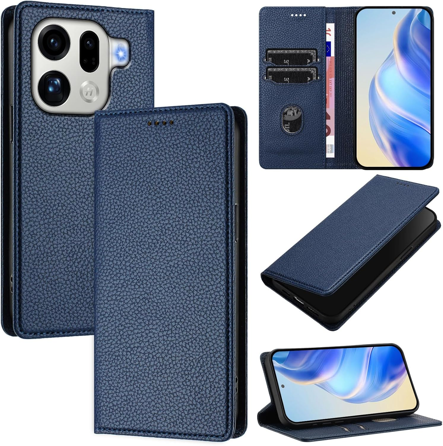 XINYEXIN Leather Case for Xiaomi 15T 5G, PU Leather Flip Case with Card Slot, Stand, Magnetic Folio Mobile Phone Protective Case - Dark Blue