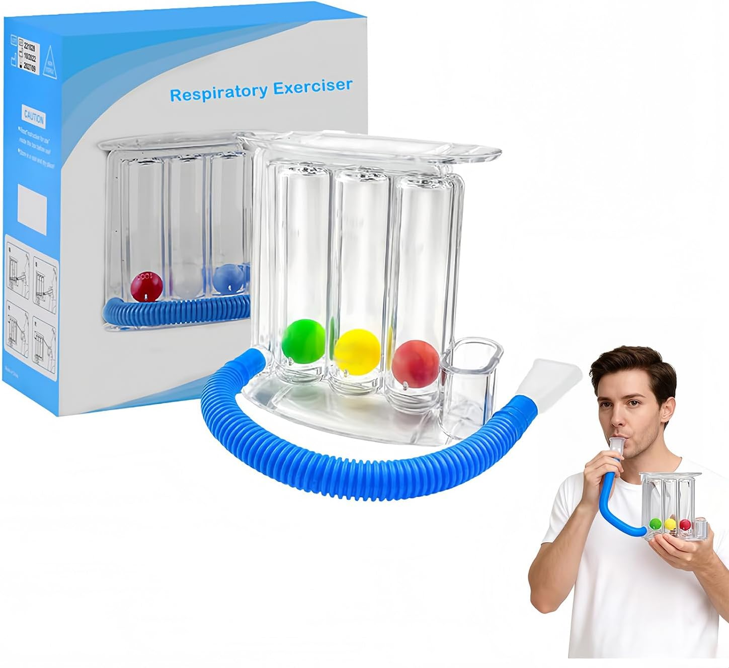 Breathing Trainer, Deep Breathing Lung Exerciser - 3 Ball Incentive Spirometer with Handle, Washable Respiratory Exerciser, Breath Measurement System for Lung Training image number 5