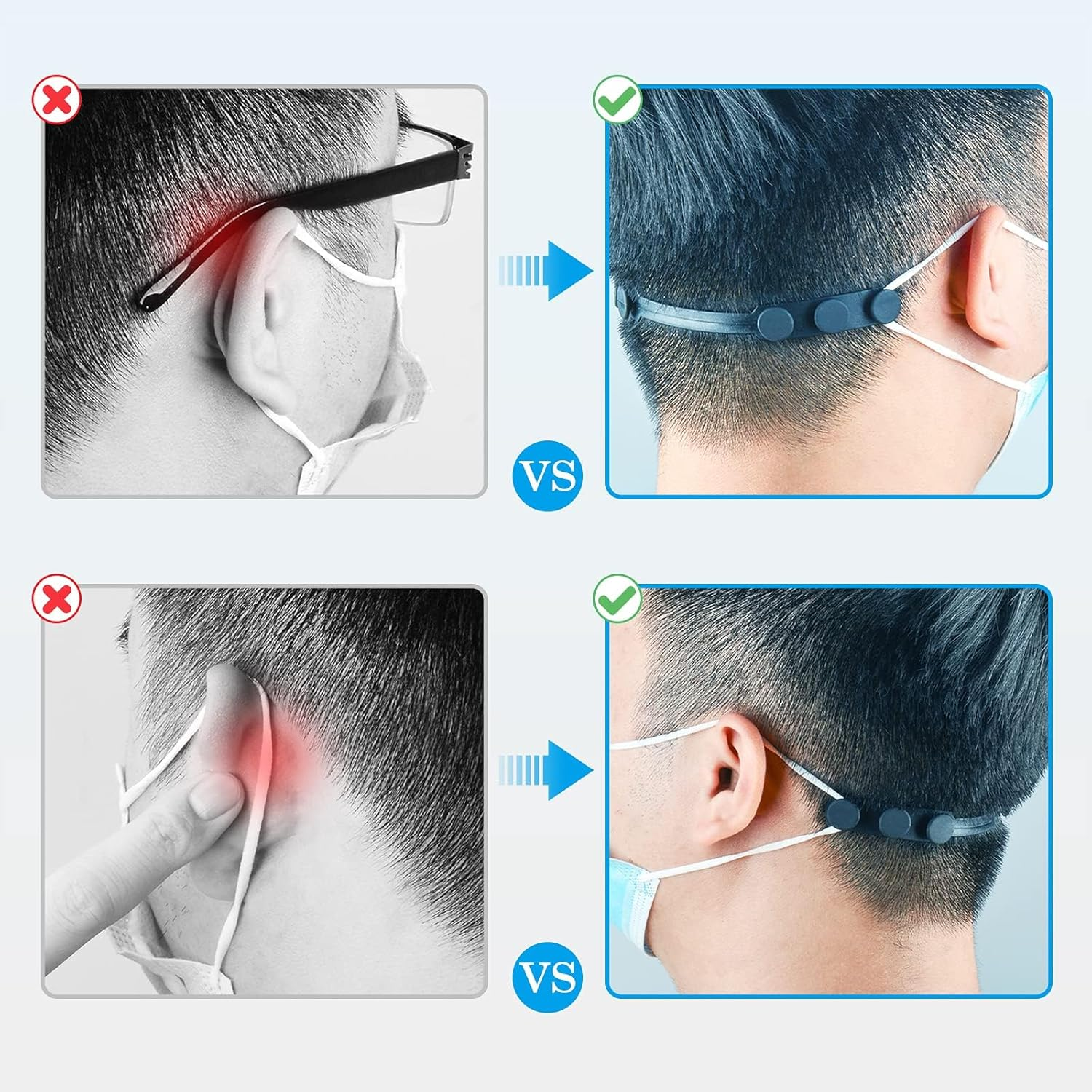 5 PCS Mask Extender Soft Extension with Earrings Stand Mask Buckle Mask Hook Adjustable Extended Belt Ear Protection Sport Fan Buckle image number 6