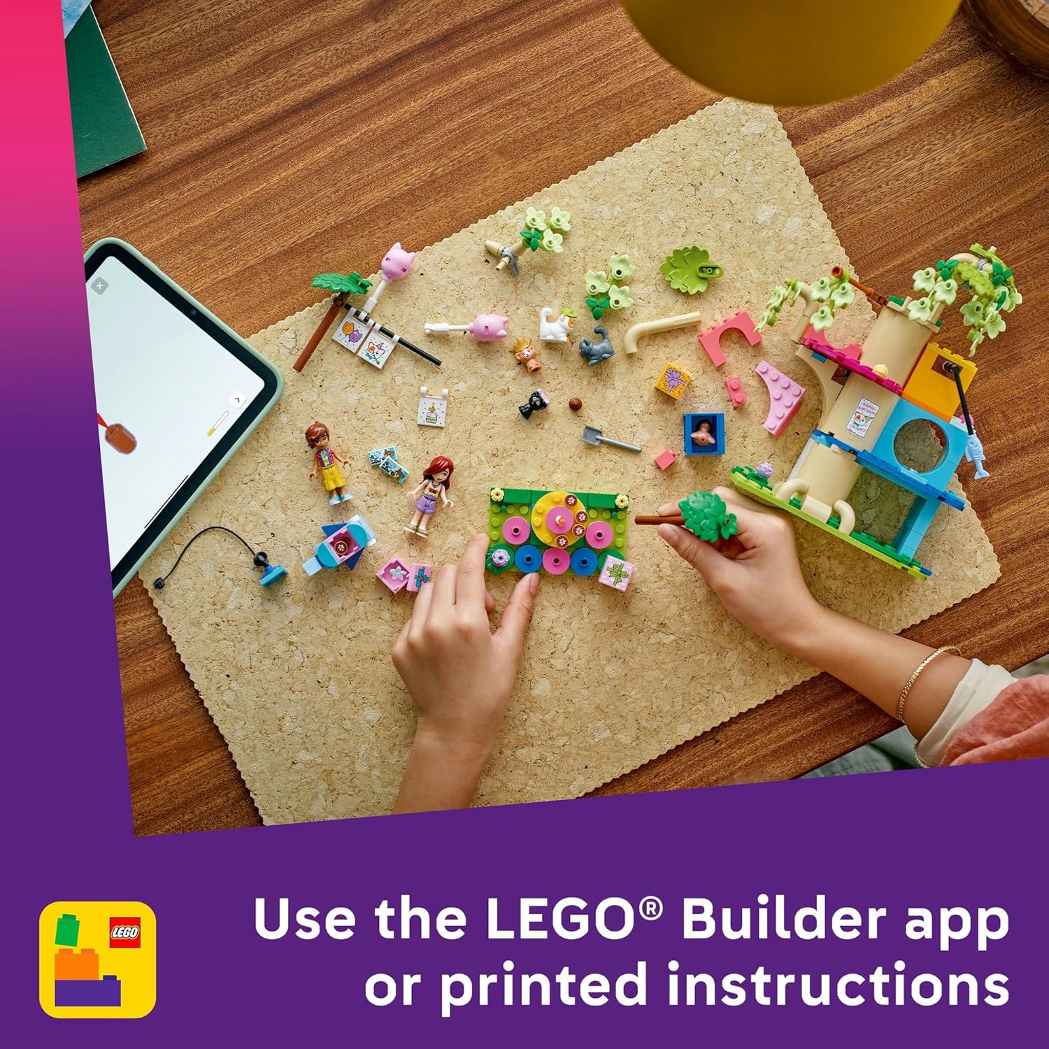 LEGO&reg; Friends Cat Birthday Party & Tree House 42666 Building Kit, Imaginative Pretend Play, Kids&rsquo; Toy Idea for Girls and Boys Aged 6 Years Old and Up, 2 Minidolls, 5 Feline Figures and Accessories image number 6