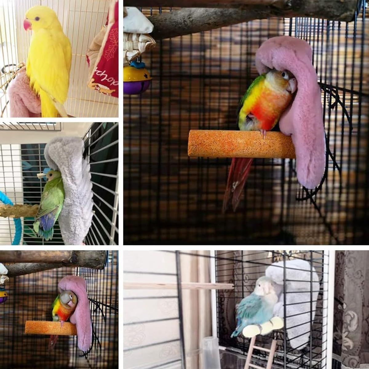 AIMALL Cozy Bird Snuggle Cabin, Plush Parrot Hanging Nest, Soft Cotton Bedding image number 3