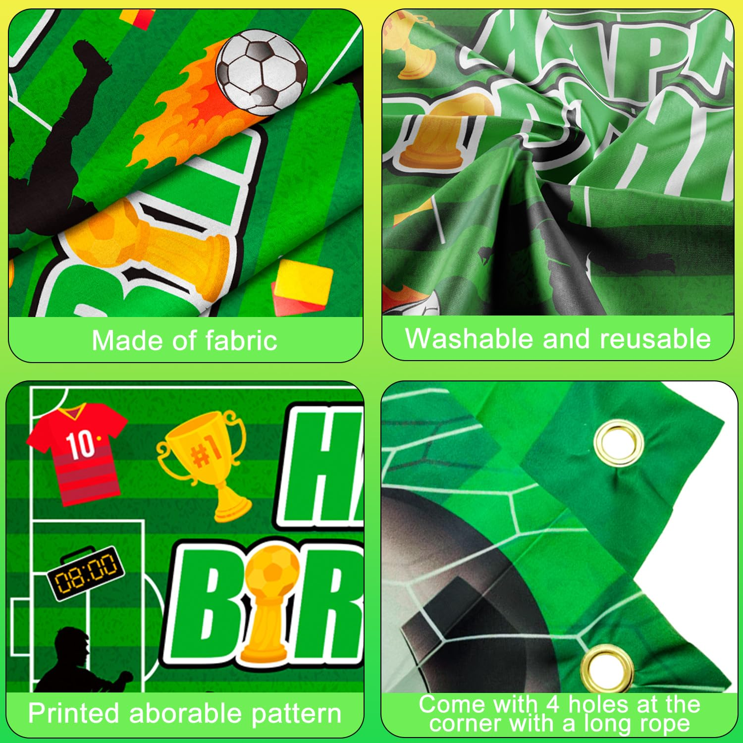 Soccer Backdrop for Birthday Party, 71X43'' Soccerball Birthday Backdrop, Soccer Birthday Banner Background Cloth Soccerball Party Decorations Birthday Decorations image number 3