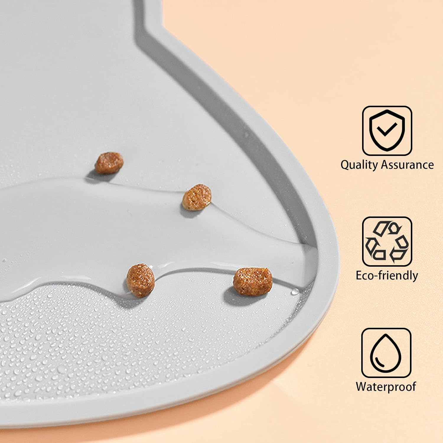 Liyquint 2PCS Cat Food Mat - Non-Slip Silicone Pet Bowl Mat | Waterproof Feeding Tray for Dogs & Cats | Keep Floors Clean from Food Spills & Water Messes (Pink,Grey, 44X24Cm) image number 2