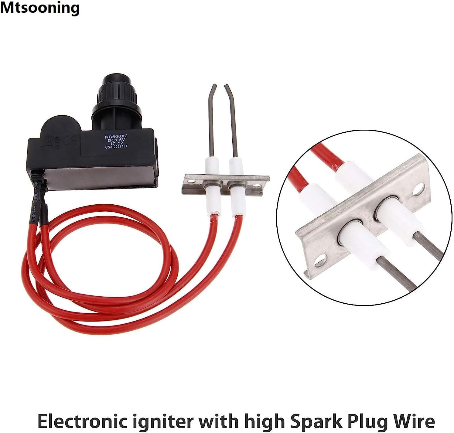 Mtsooning Double Ignition Kit Electronic Igniter, Propane Gas Grill Igniters with Double Ignition Electrode, 450 Mm High Spark Plug Wire, Fits for Gas Fireplace & Oven & Heater & Kitchen Lgniter image number 3