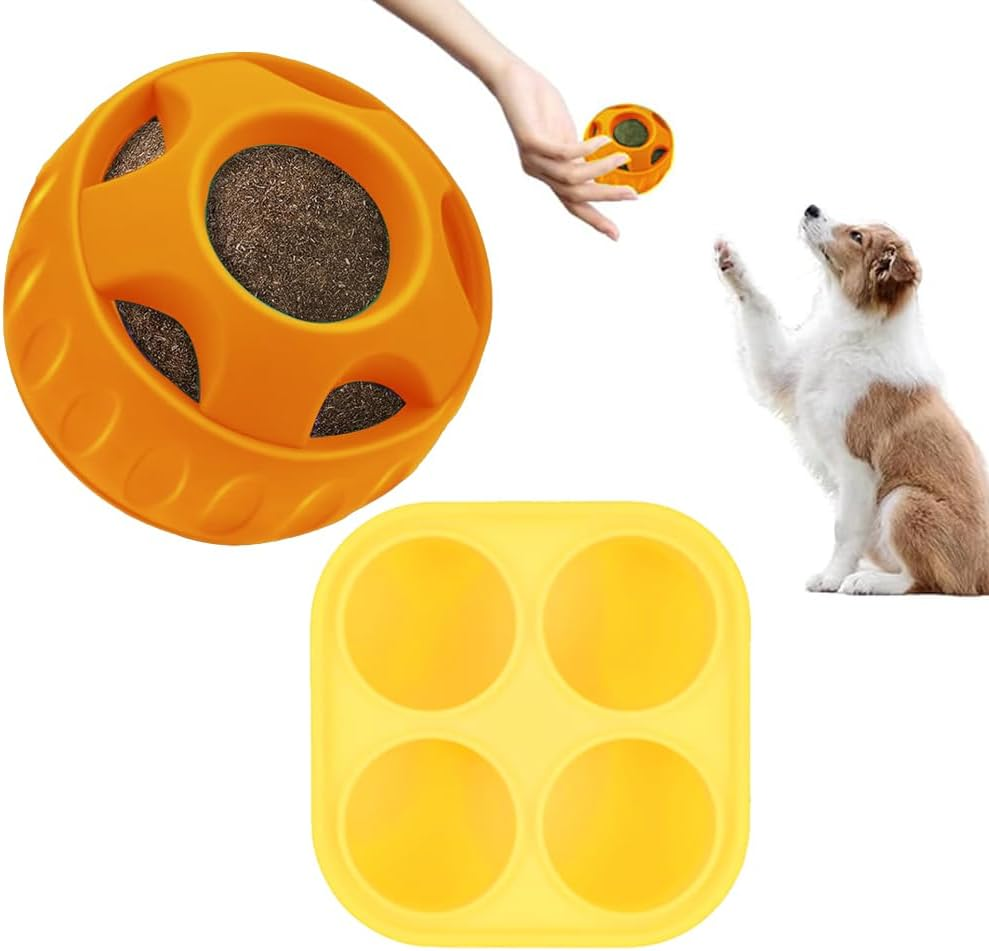 XPJBKC Lick Ball for Dogs, Dog Toy Ball, Woof Pupsicle, Durable Lick Ball Dog Set, Pupsicle Dog, Anxiety Relieve Interactive Dog Toy (Ball + Tray) image number 2