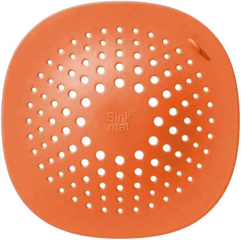 EZONEDEAL Hair Catcher Drain Cover Shower Silicone Hair Stopper with Suction Cup Easy to Install Bathroom Tubs Bathtub Kitchen Strainer Sink Waste Filter Mat (Orange)