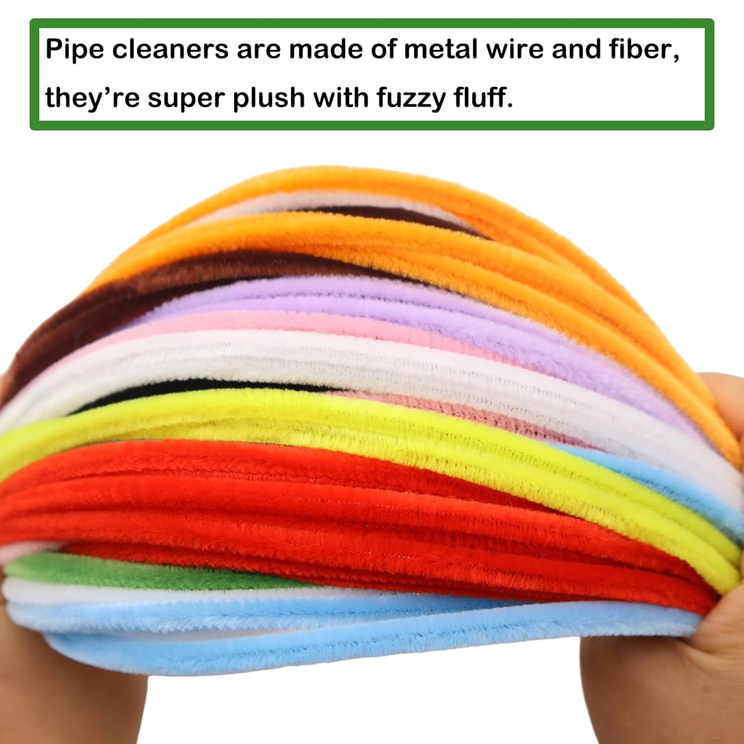 1000 Pcs Craft Pipe Cleaners Set in 10 Assorted Colors,Fluffy Pipe Cleaners Chenille Stems for Holiday DIY Decorations,Art & Craft Projects (6Mm X12 Inch)