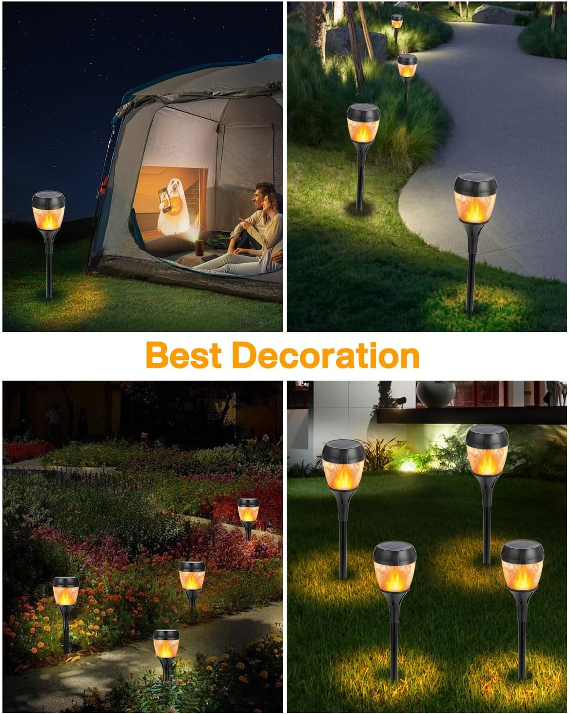 Solar Flame Outdoor Waterproof Lights - Automatic Switching Path Torch for Garden, Yard, Lawn, Terrace, Landscape Decorative Lighting (4) image number 4