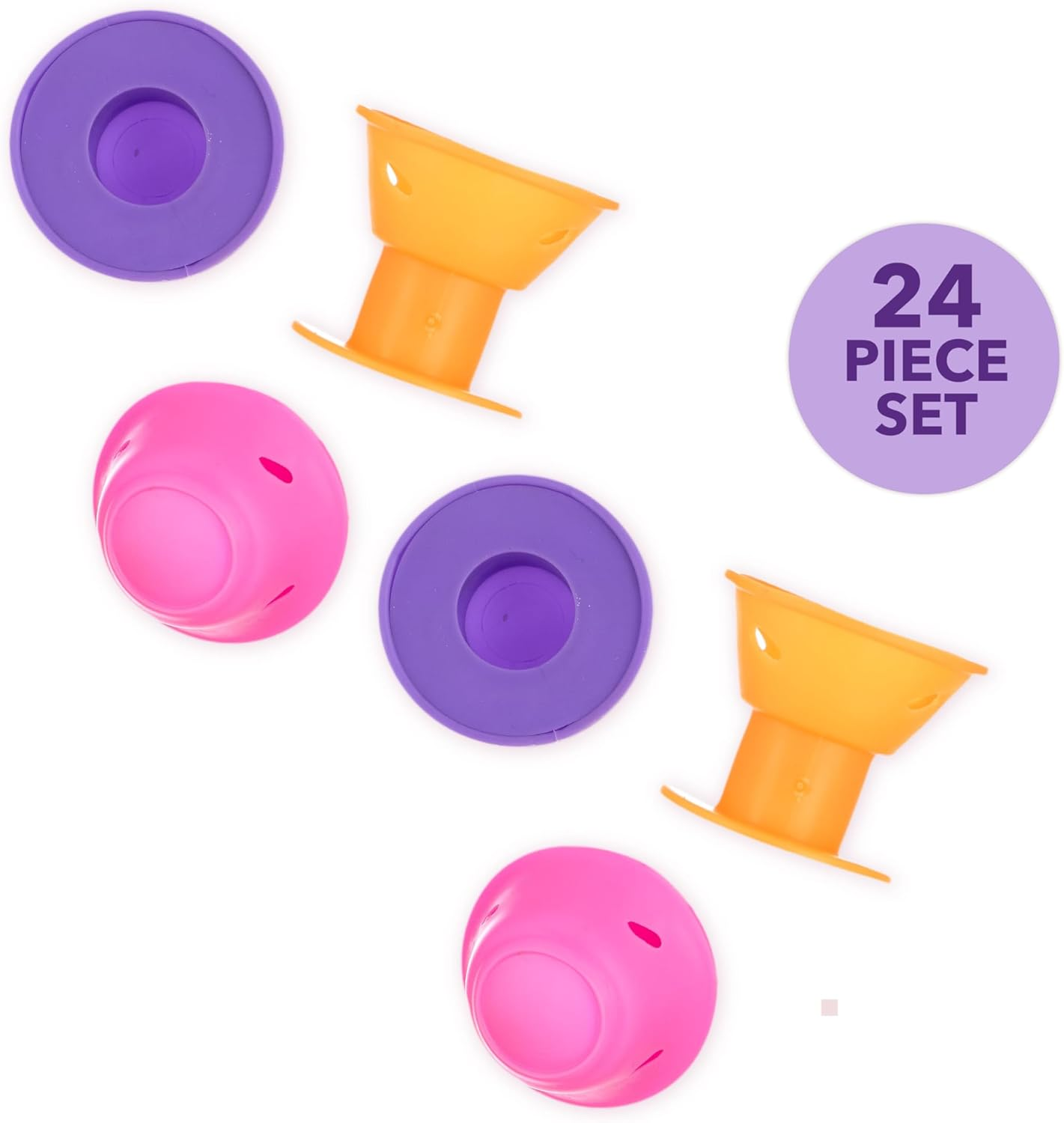 Expressions 24Pc Heatless Curling Pods - Silicone Hair Rollers for No Damage Curls, Value Pack, Overnight Hair Curlers for Versatile Hairstyling (Brights) - Pastel image number 4