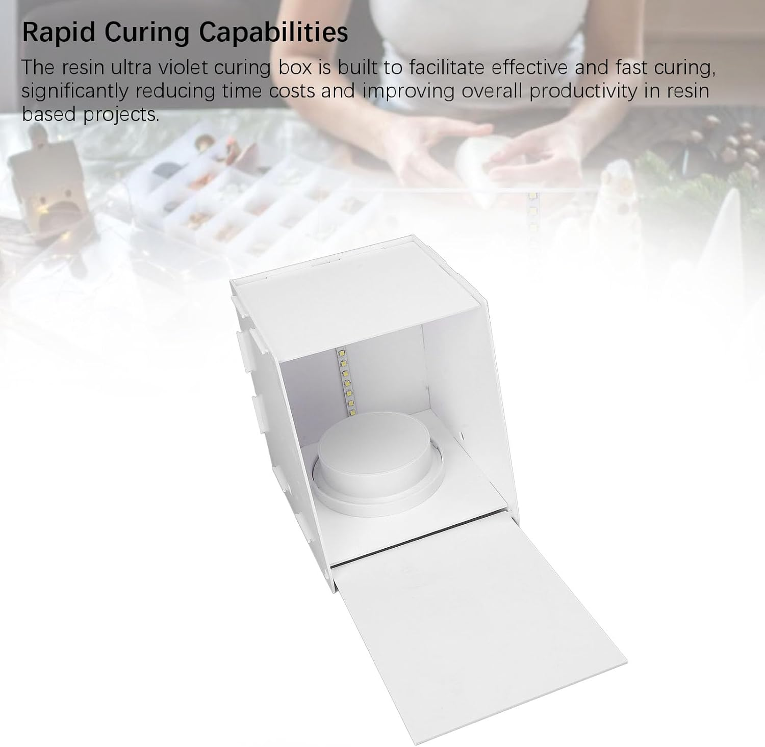 Ultra Violet Curing Light Station, 405Nm LED Lights, Big Size Resin Dryer, Fast Curing Box with Acrylic Reflector, Professional Reflective Materials, 23X23X19Cm image number 6