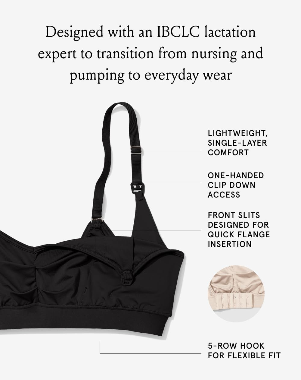 Bodily - Nursing, Pumping, Maternity Bra - Hands-Free and Wearable Pump Compatible - S-3X image number 4