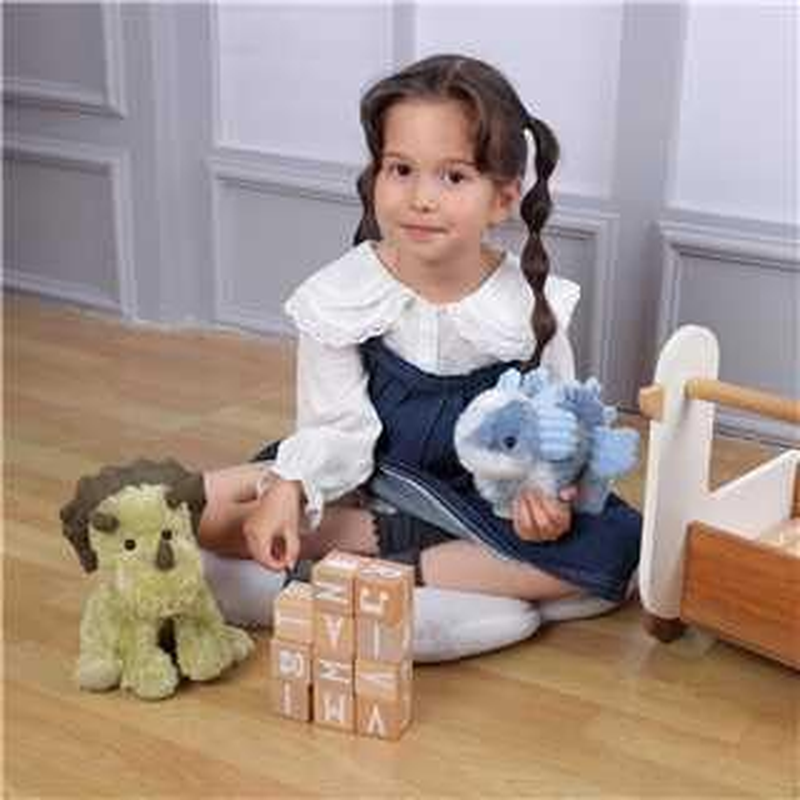 Apricot Lamb Toys Plush Green Dinosaur Triceratops Stuffed Animal Soft Cuddly Perfect for Child (Green Triceratops,9 Inches) image number 1