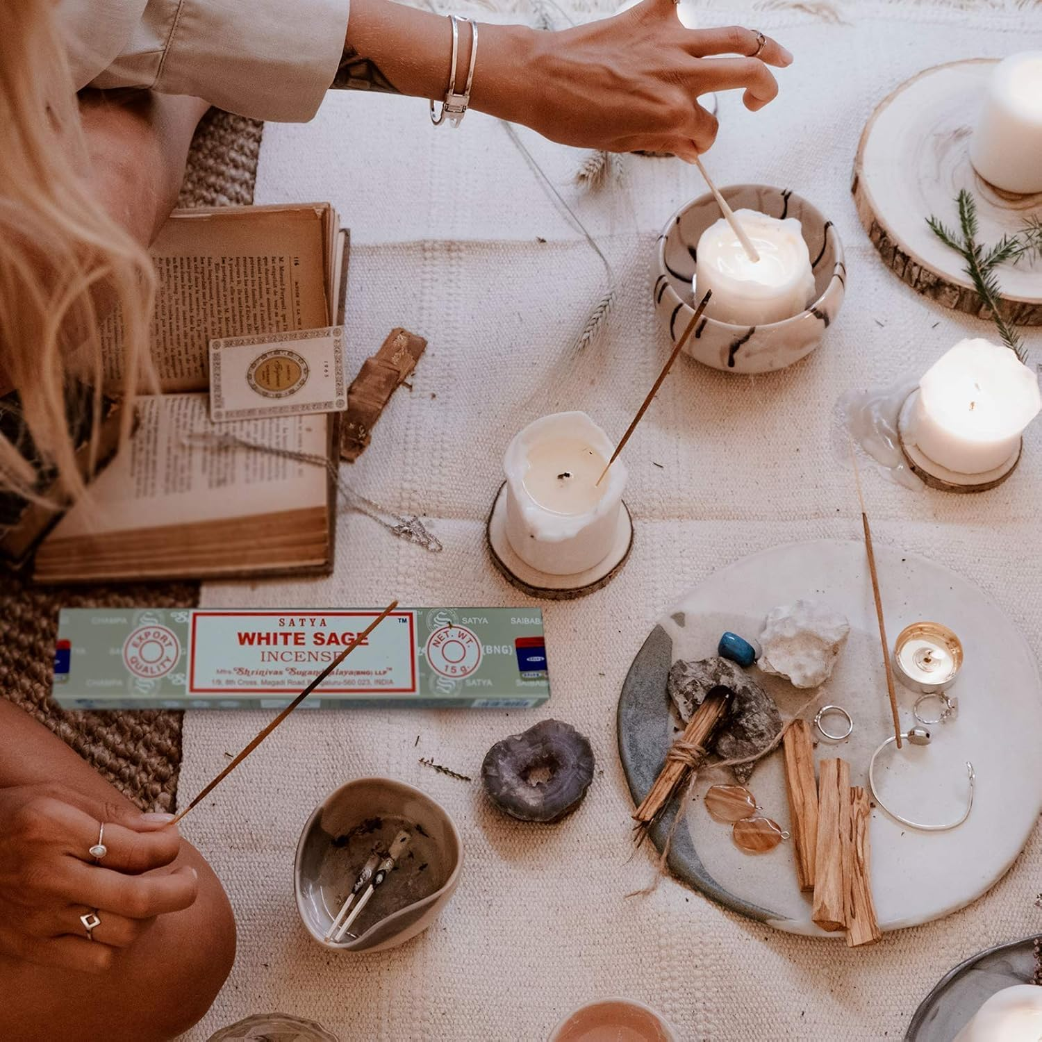 Satya Nag Champa White Sage Incense Sticks-12Packs X 15Grams by Satya