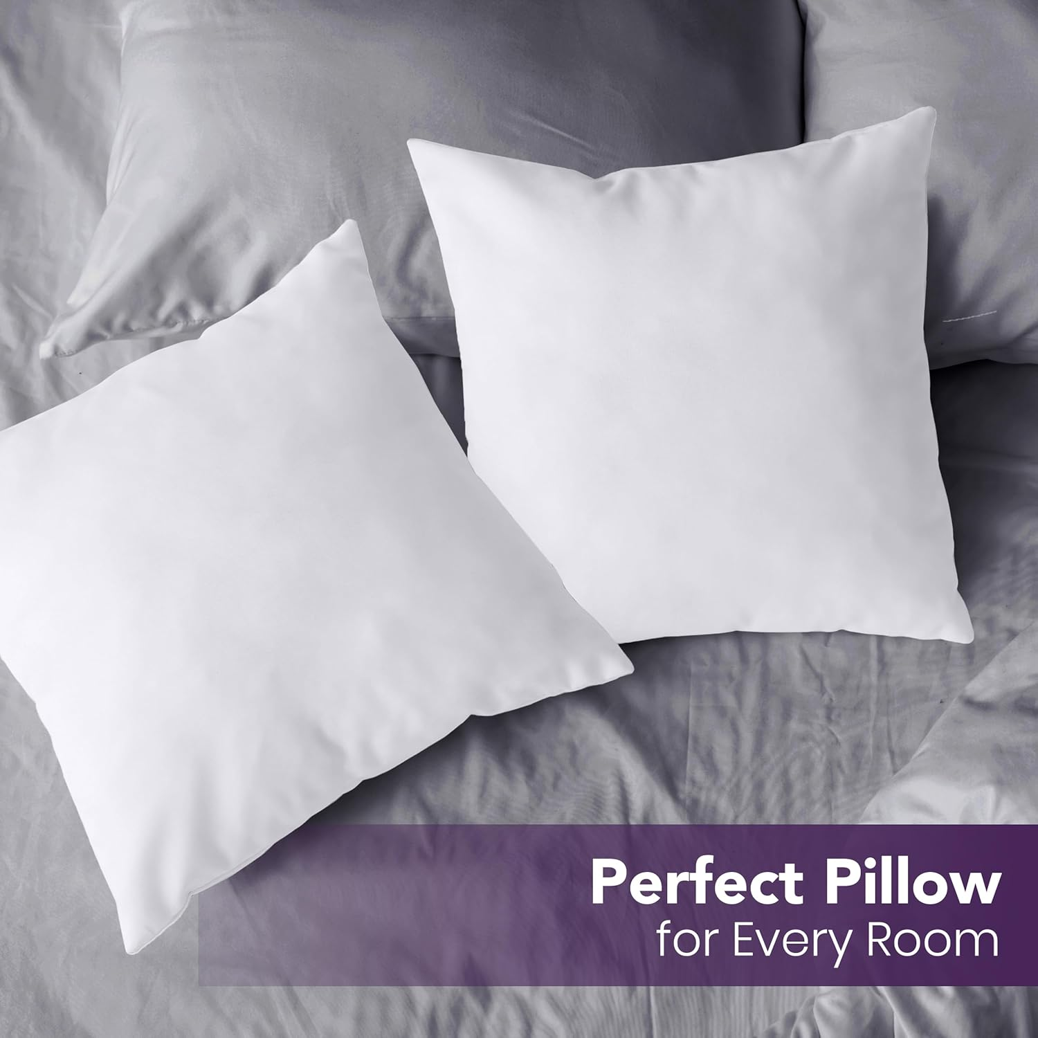 Utopia Bedding Throw Pillows Insert (Pack of 2, White) - 60 X 60 Cm Bed and Couch Pillows - Indoor Decorative Pillows image number 3