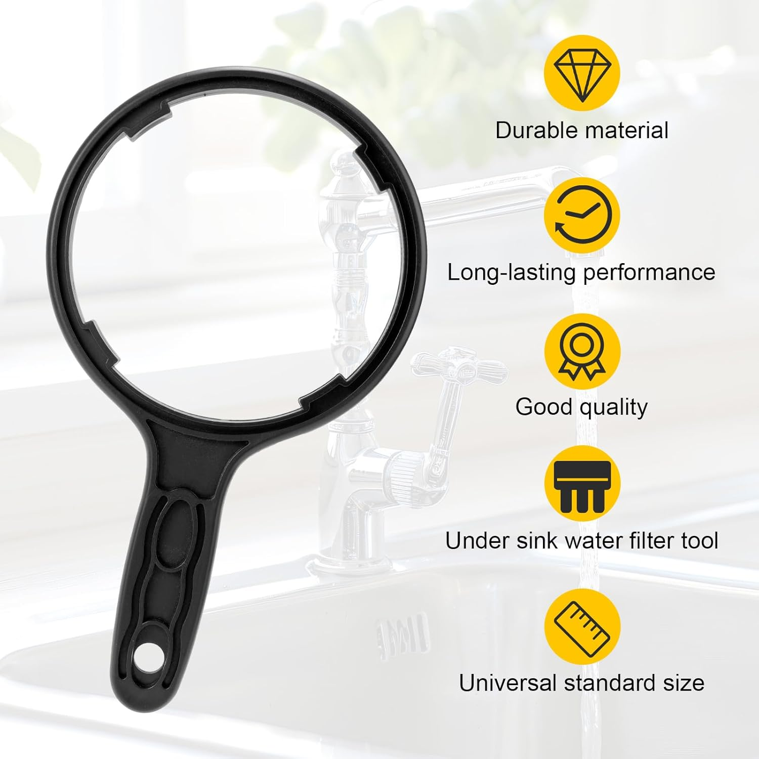 Heavy Duty Water Filter Wrench for Big Blue Housings, 6.38 Inch/16.2Cm Max Inner Diameter for 4.5X10" & 4.5X20" Cartridges Whole House Water Filter System Tool image number 3