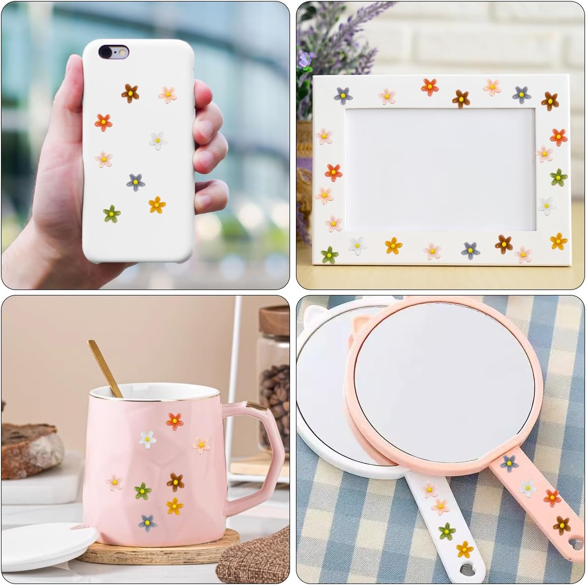 3D Flower Nail Charms, Yucool 350Pcs 3D Acrylic Flower Nail Art Rhinestones,Cute Colorful Flower Set for Nail Decorations image number 5