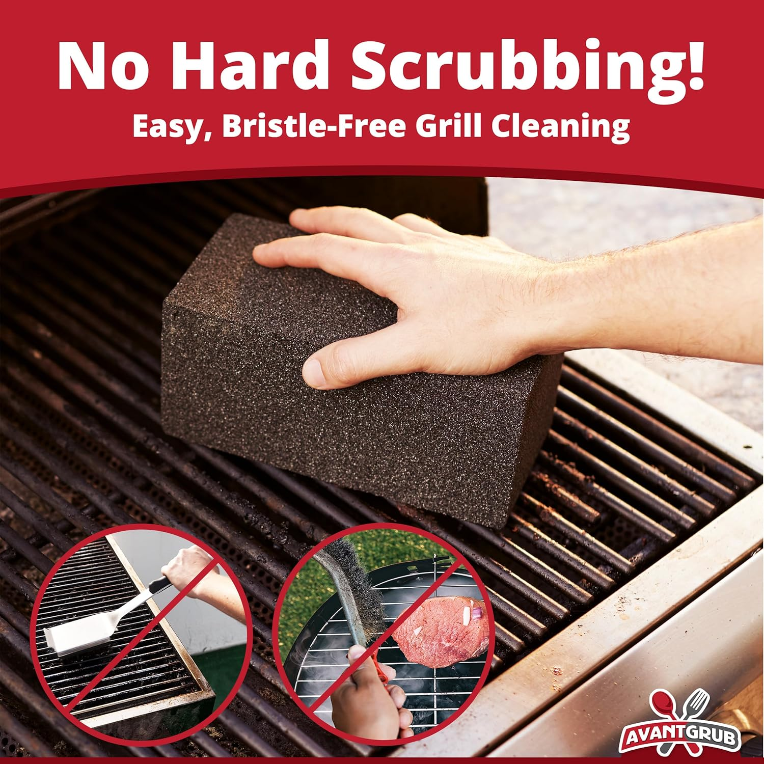 Commercial Grade Grill Cleaning Brick Bulk 4 Pack by Avant Grub. Pumice Stone Cleaner Tool Cleans and Sanitizes Restaurant Flat Top Grills or Griddles Effectively without Harsh Chemicals or Abrasives image number 3