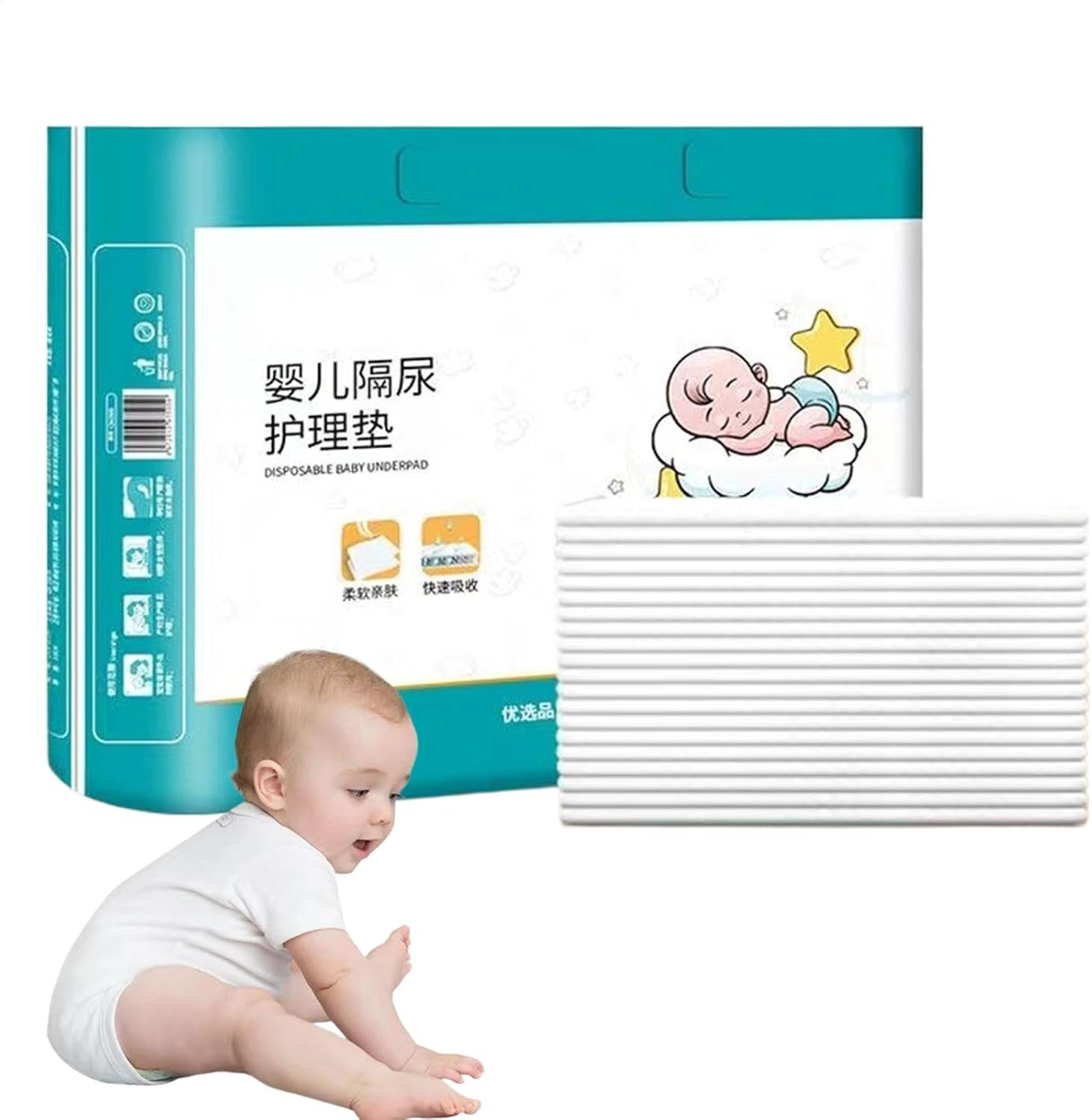 Changing Pad Liners Waterproof - 40X Baby Changing Mat | Heavy Absorbency Reusable Pads, Baby Diaper Change Pad, Waterproof Changing Pad for Girls, Boys, Parents image number 2