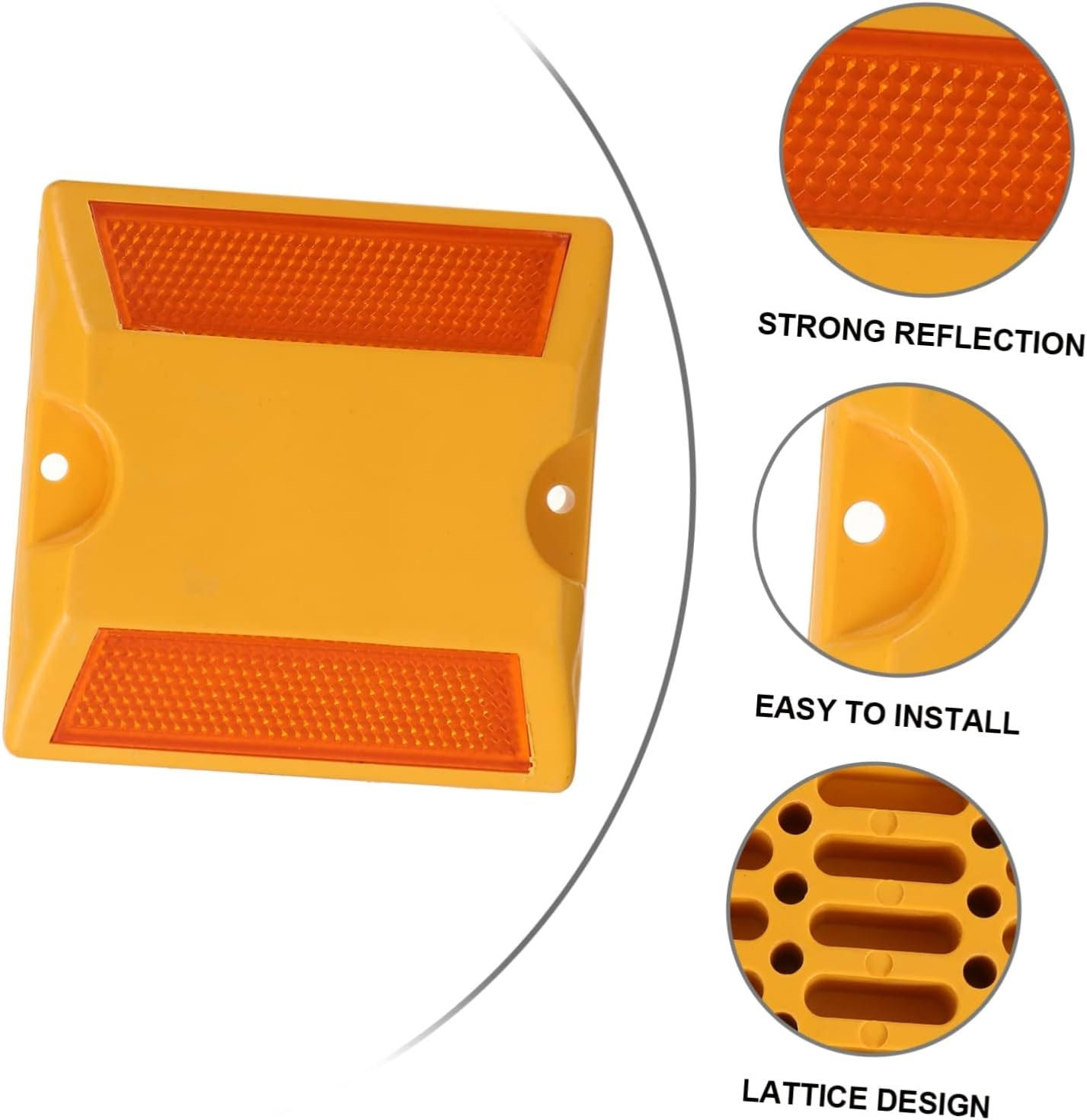 Anneome Reflective Plastic Speeds Buffer Plates 4Pcs Double-Sided Yellow Highway Deceleration Pads Night Visibility Traffic Safety Markers for Roadways image number 6