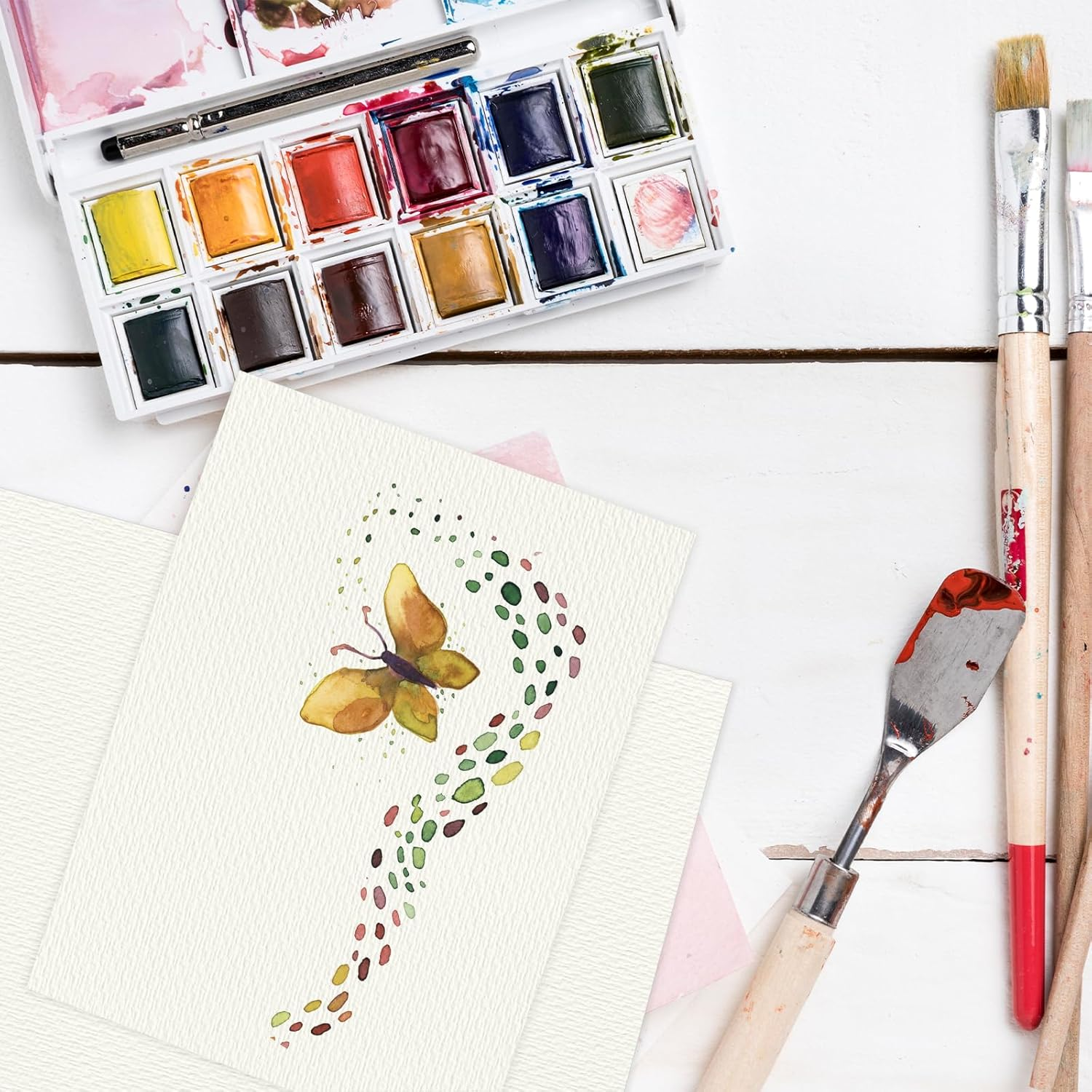 TEAONE Watercolor Paper, 50 Sheets Heavyweight Artist Paper for Painting, Drawing (29.7 X 21Cm/11.69 X 8.26In) image number 3