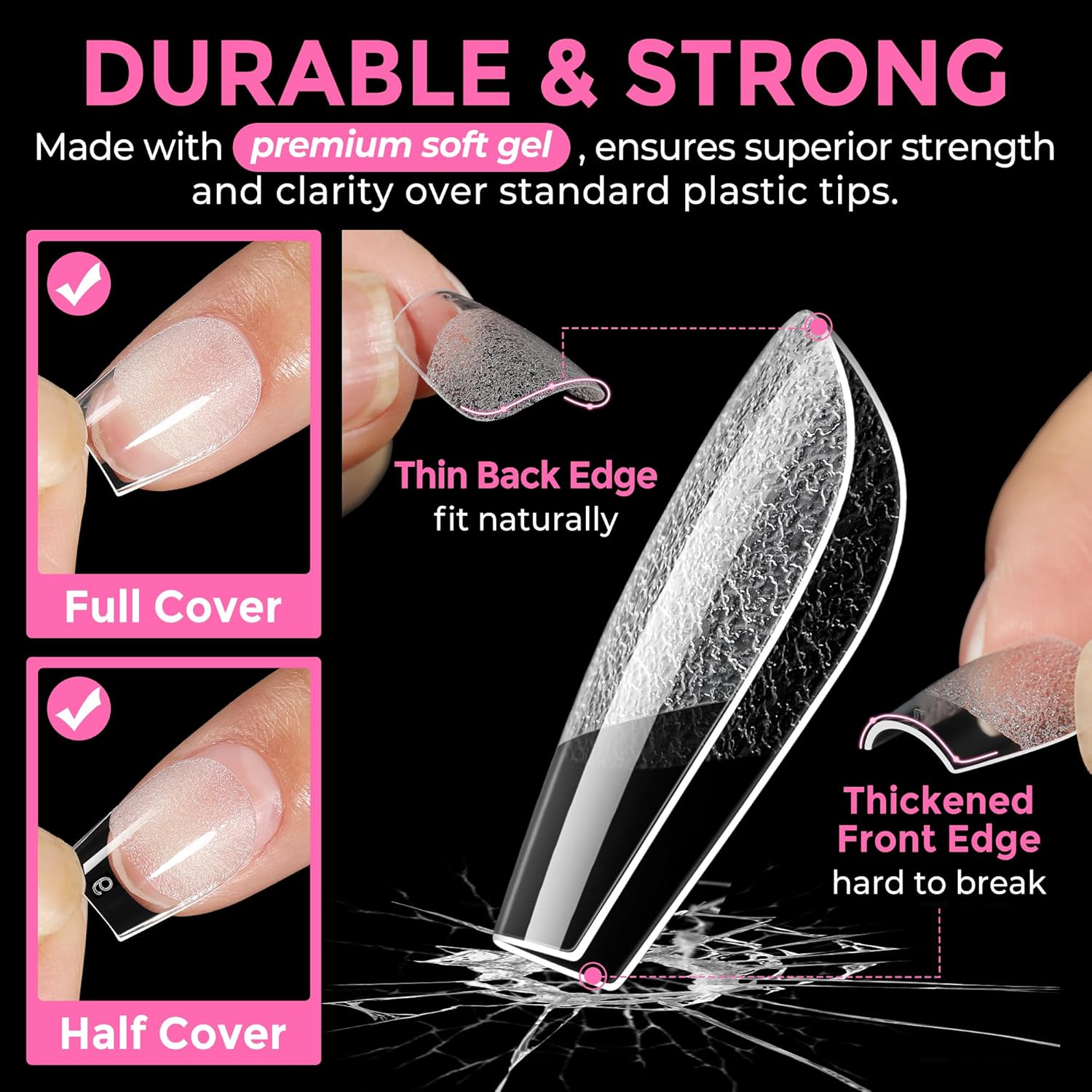 UNA GELLA Extra Short Coffin Nails XS 216Pcs Pre-Shape Press on Nails Extra Short Coffin Gel Tipsfull Cover Acrylic Fake False Nails Extension 12 Sizes Gelly Tips