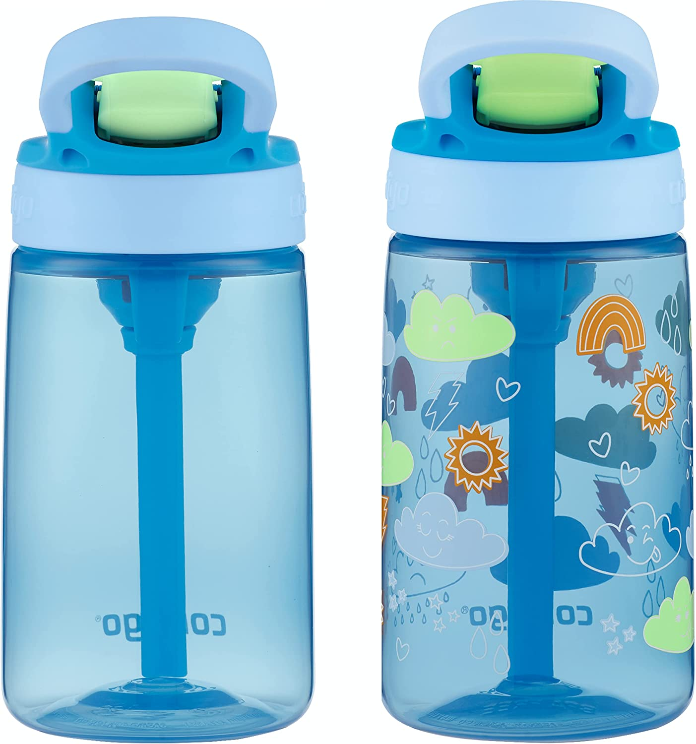 Contigo Kids Water Bottle with Redesigned AUTOSPOUT Straw, 14 Oz., 2-Pack, Blue Poppy and Periwinkle & Blue Poppy with Periwinkle and into the Clouds (2168478) - Watermelon  Dinos image number 5