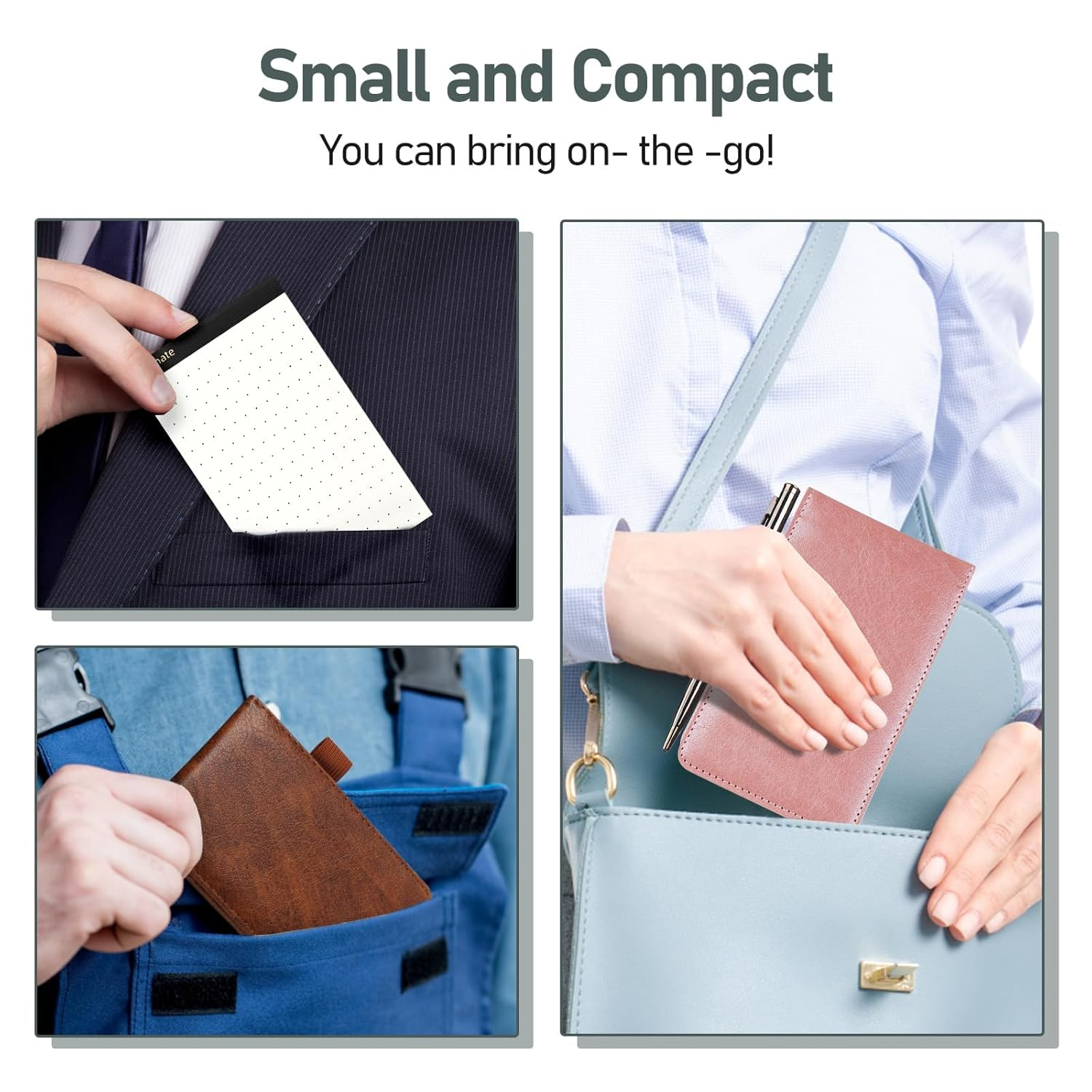 WEMATE 10 Pieces Notepad Holder Set Pocket Notebook - Included Mini Pocket Notepad Holder Set with 8 Memo Book Refills and Metal Pen for Meetings, Daily Records, and Notes 3 X 5 Inch (Brown) image number 5