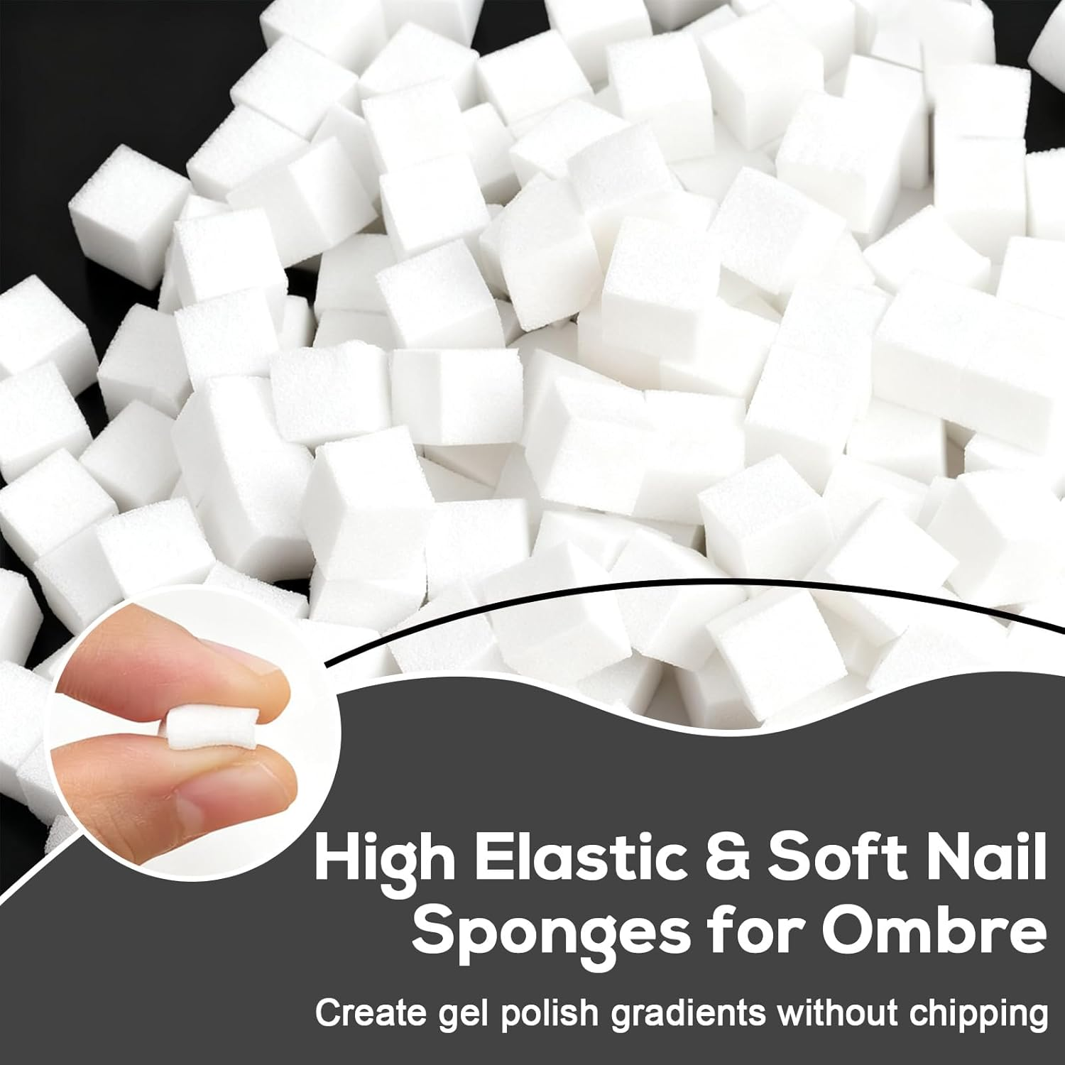 Vymoreon 100Pcs Nail Sponge, Nail Art Tools - Nail Art Sponges and 1 Nail Sponge Metal Gripper for Ombre, Manicure Accessories image number 1