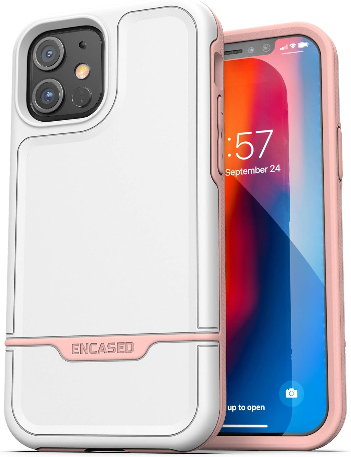 Encased Protective Iphone 12/Iphone 12 Pro Case (2020 Rebel Armor) Heavy Duty Full Body Rugged Cover - Black