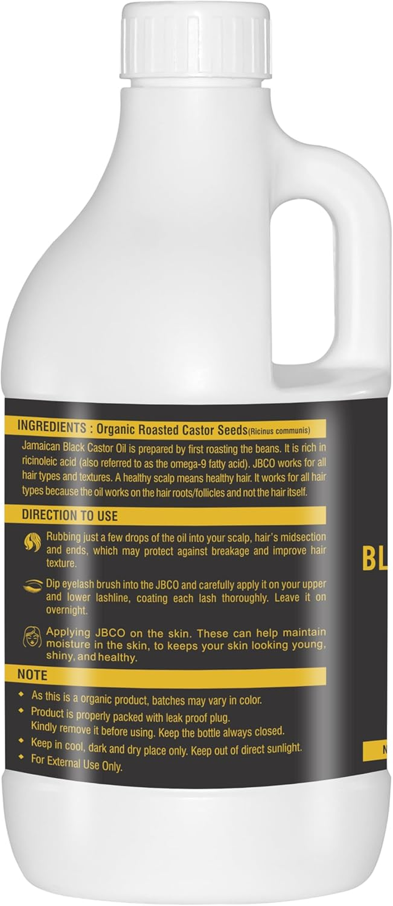 Holy Natural - the Wonder of World Organic Jamaican Black Castor Oil (1000Ml), Cold Pressed, USDA Certified, Traditional Roasted Castor Beans Smell, Chemical Free, Best for Skin and Hair image number 4